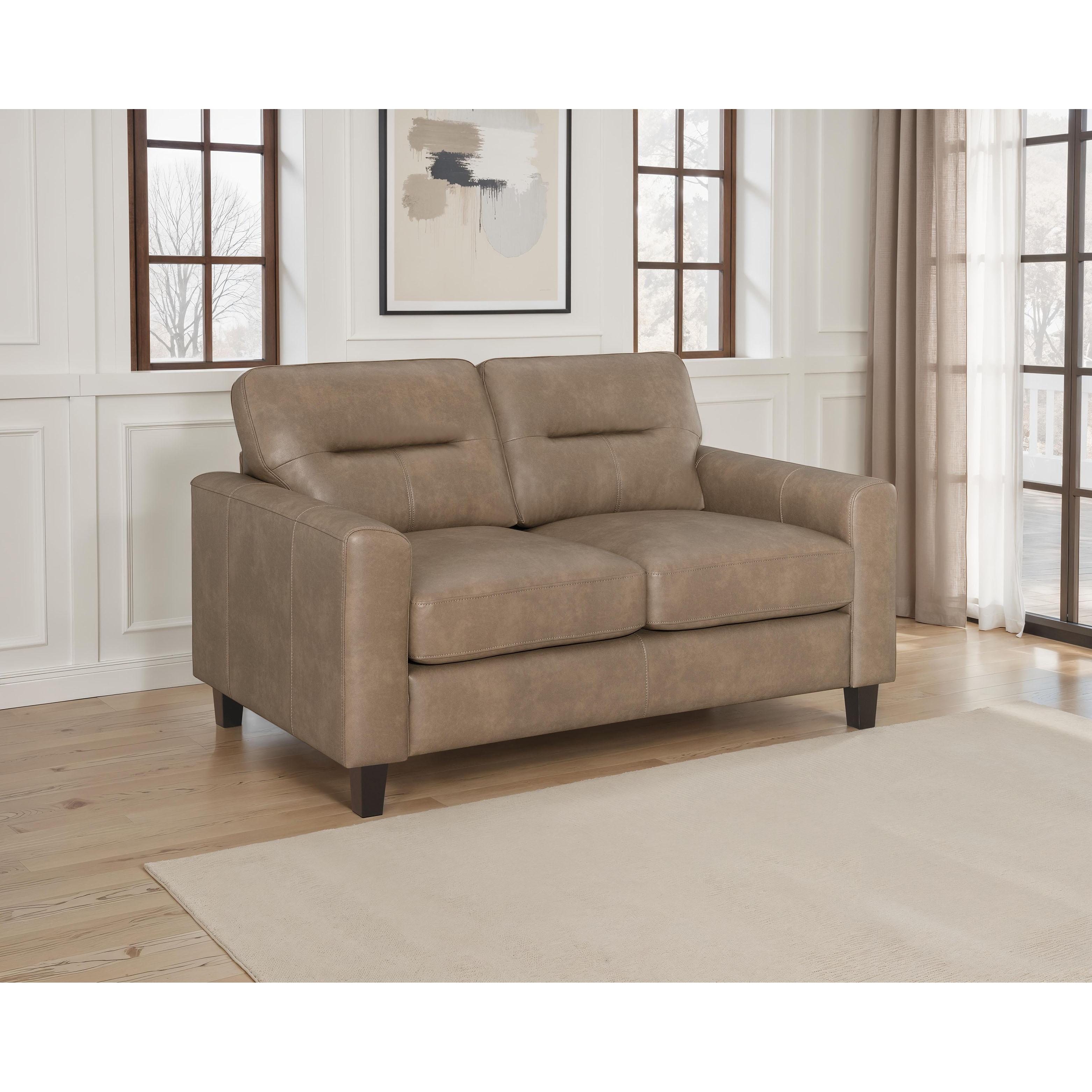 Coaster Furniture Scotland 504668 Faux Leather Upholstered Track Arm Loveseat - Brown - Image 2