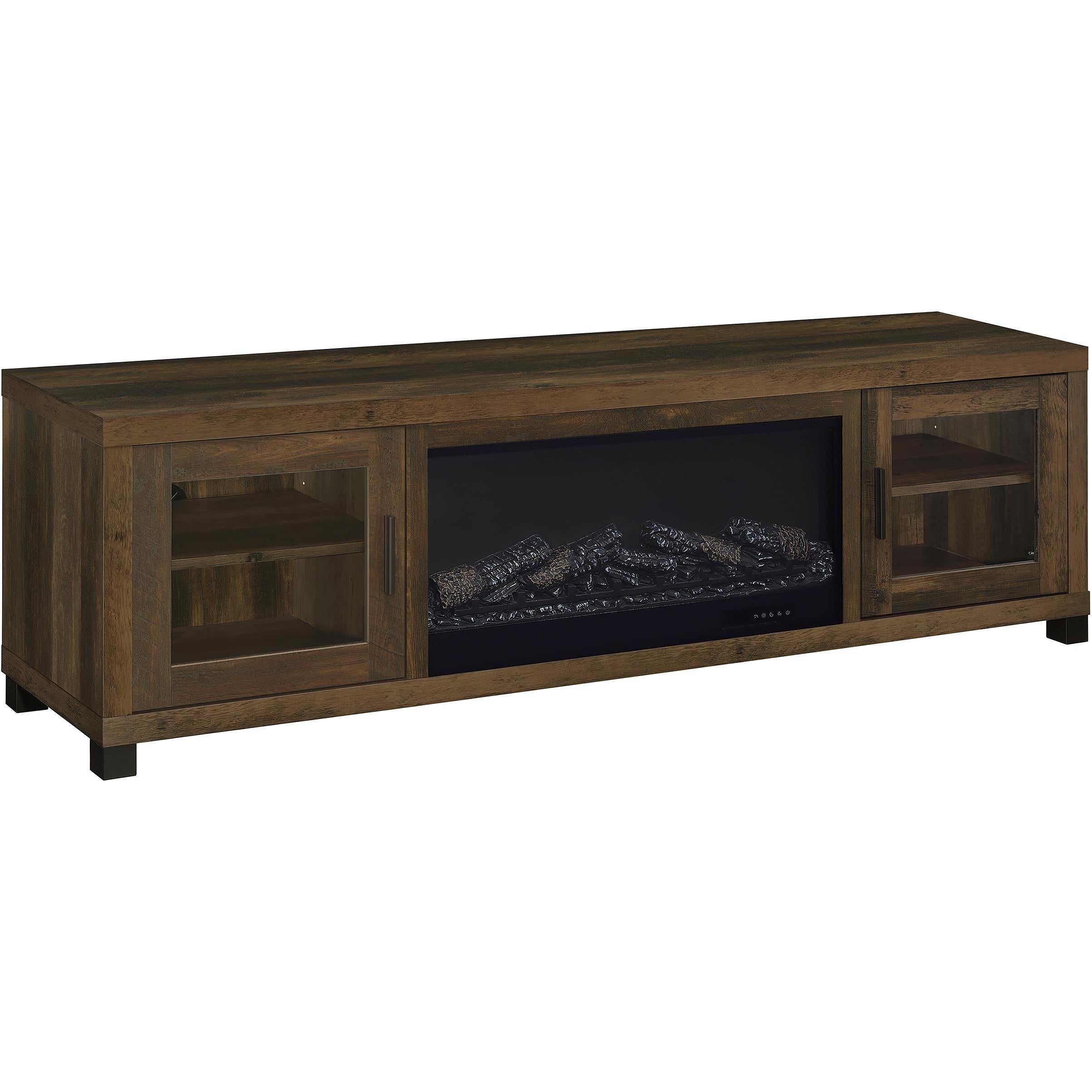 Coaster Furniture Havering 722873 71-inch TV Stand Fireplace Media Console – Dark Pine