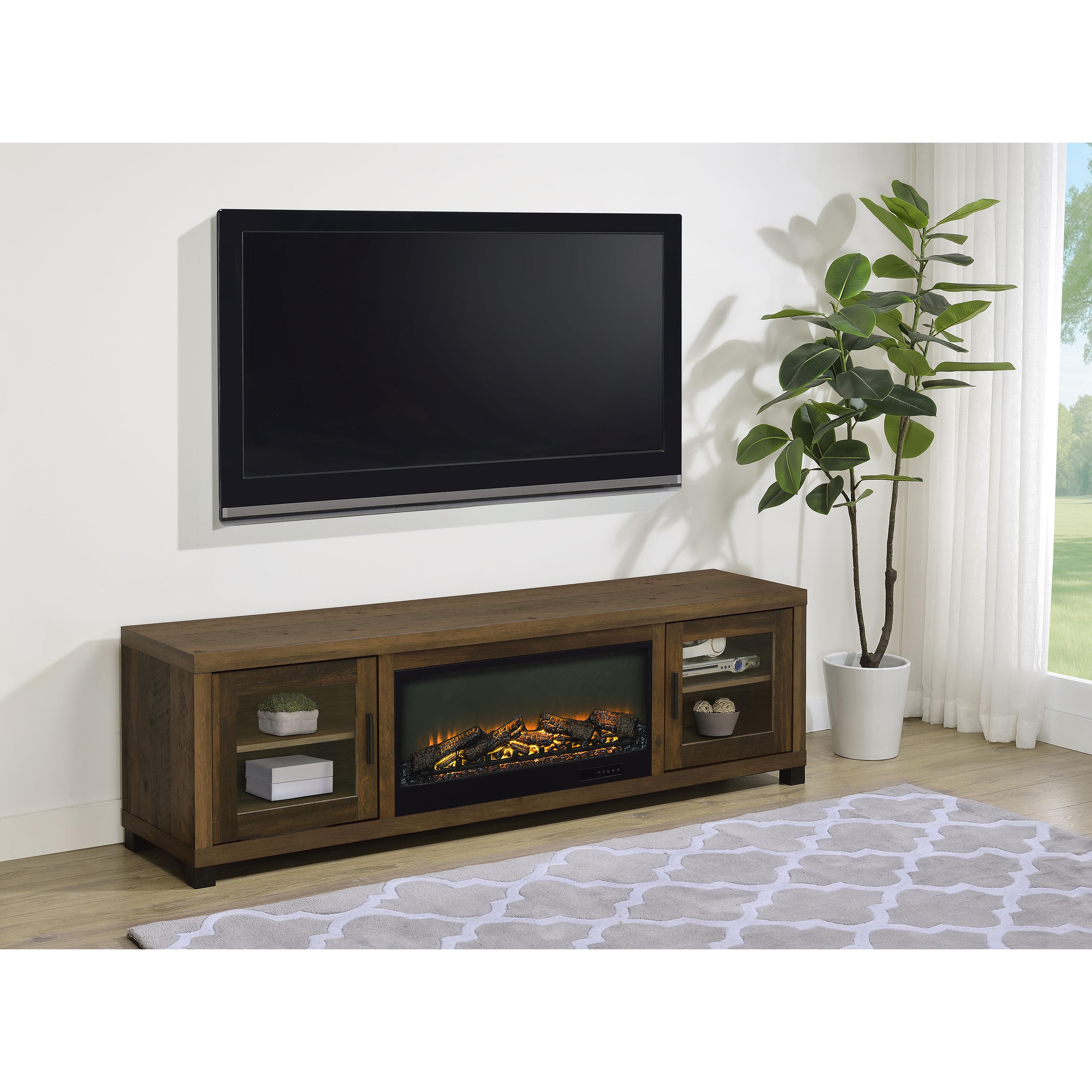Coaster Furniture Havering 722873 71-inch TV Stand Fireplace Media Console - Dark Pine - Image 2