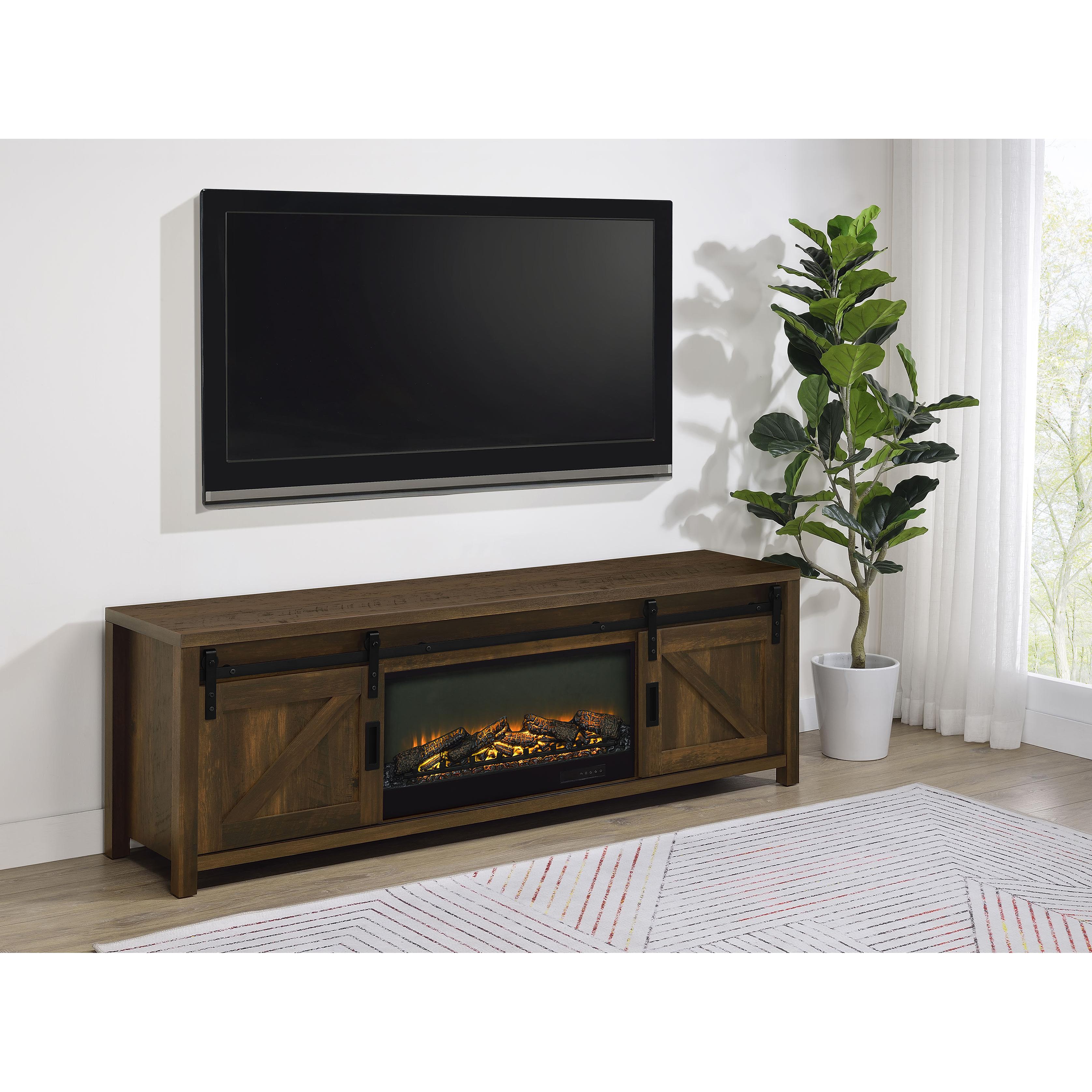 Coaster Furniture Enfield 722863 71-inch TV Stand Fireplace Media Console - Dark Pine - Image 2
