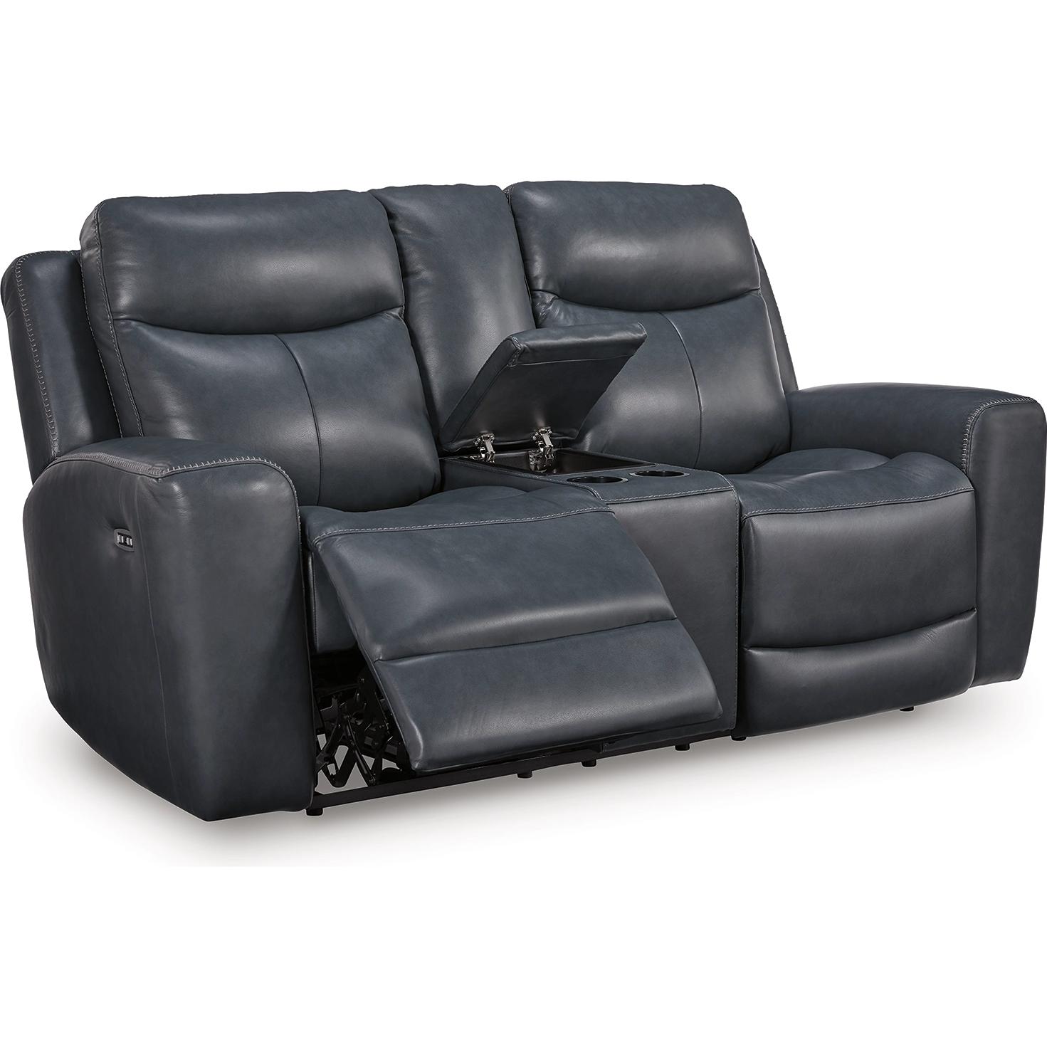 Signature Design by Ashley Next Move Power Reclining Leather Match Loveseat with Console PCU1210018 - Image 1