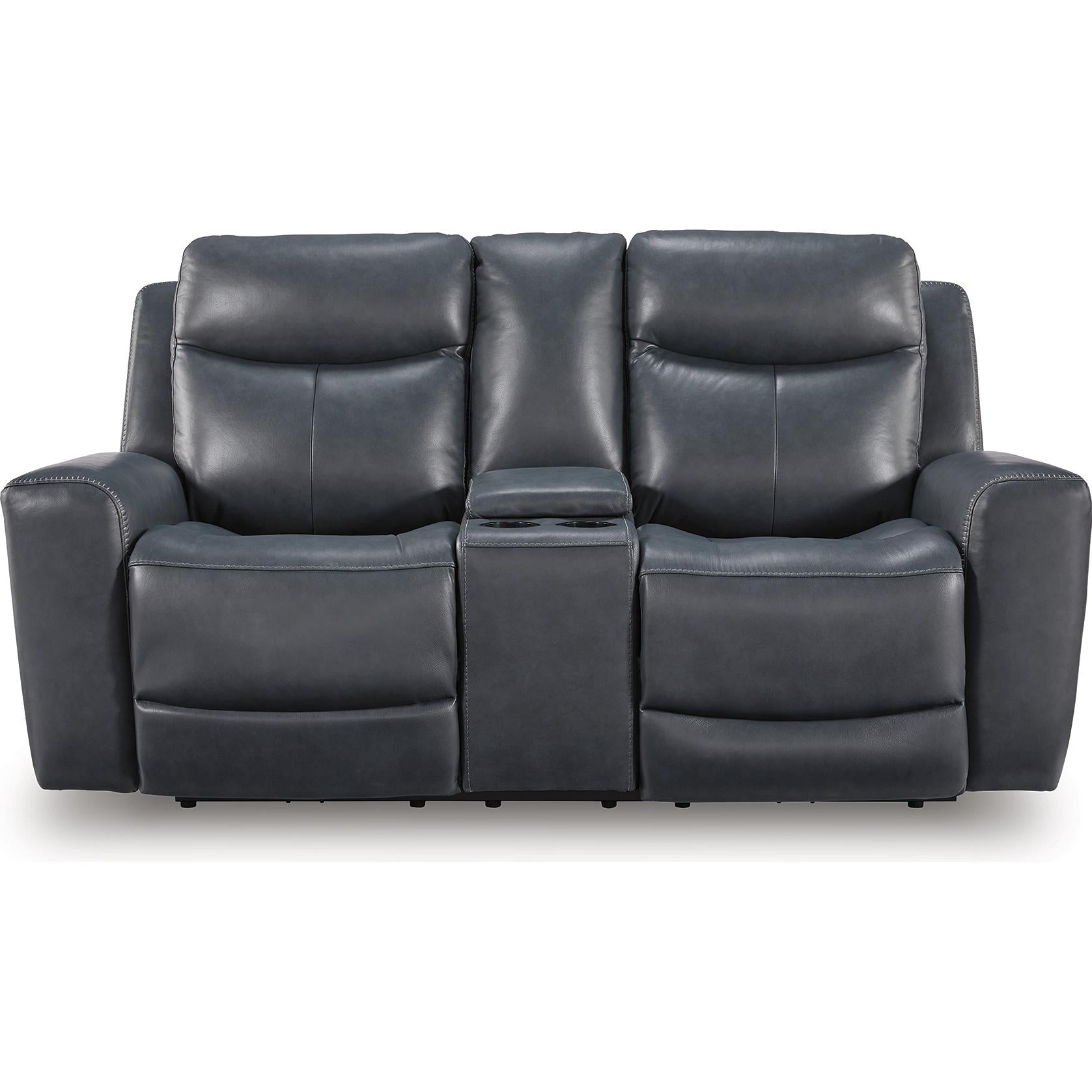 Signature Design by Ashley Next Move Power Reclining Leather Match Loveseat with Console PCU1210018 - Image 2