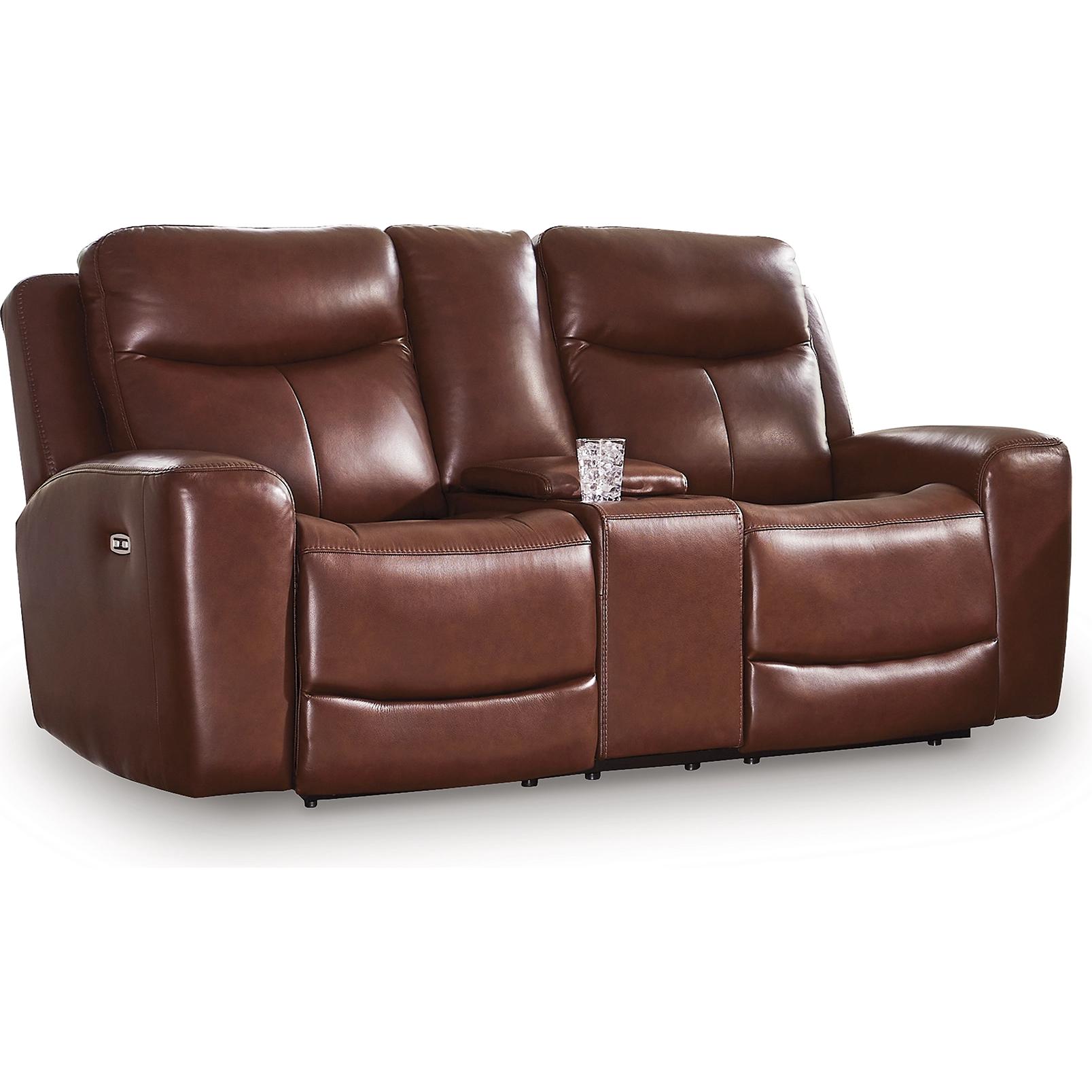 Signature Design by Ashley Next Move Power Reclining Leather Match Loveseat with Console PCU1210218 - Image 1