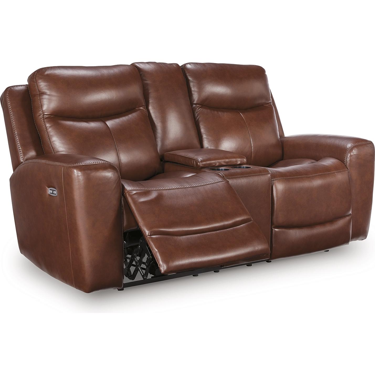 Signature Design by Ashley Next Move Power Reclining Leather Match Loveseat with Console PCU1210218 - Image 2