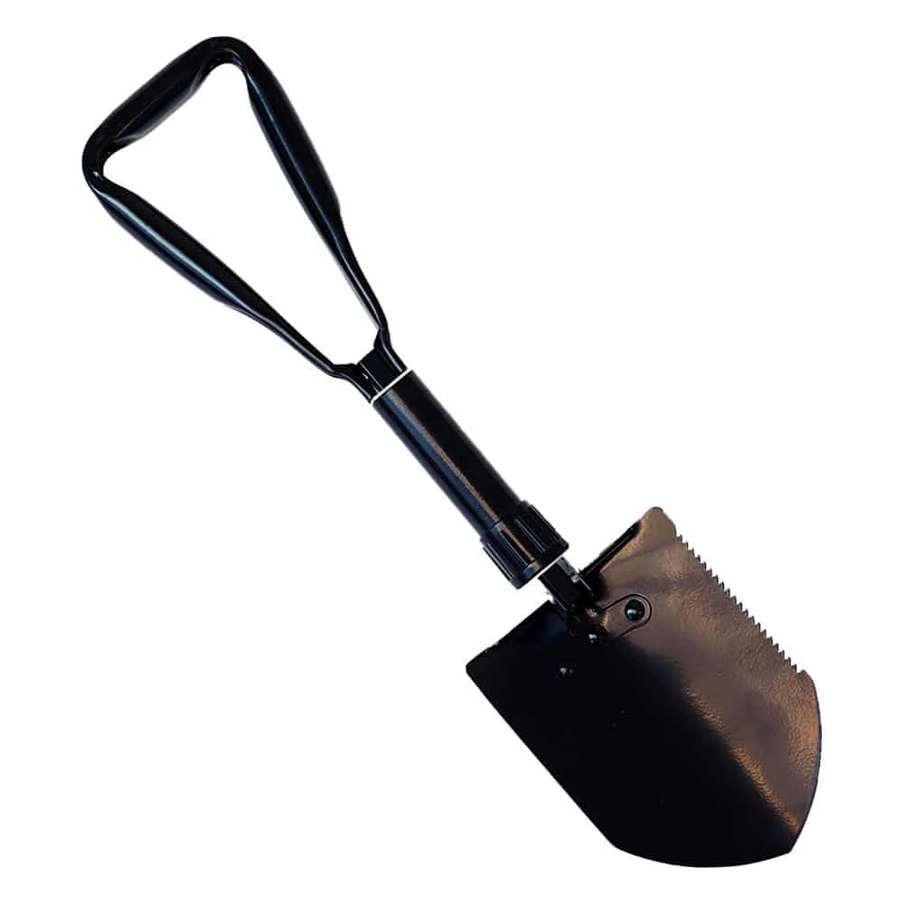 Premium Quality Black Tri-Fold Serrated Shovel w/Carrying Case 23" - Image 1