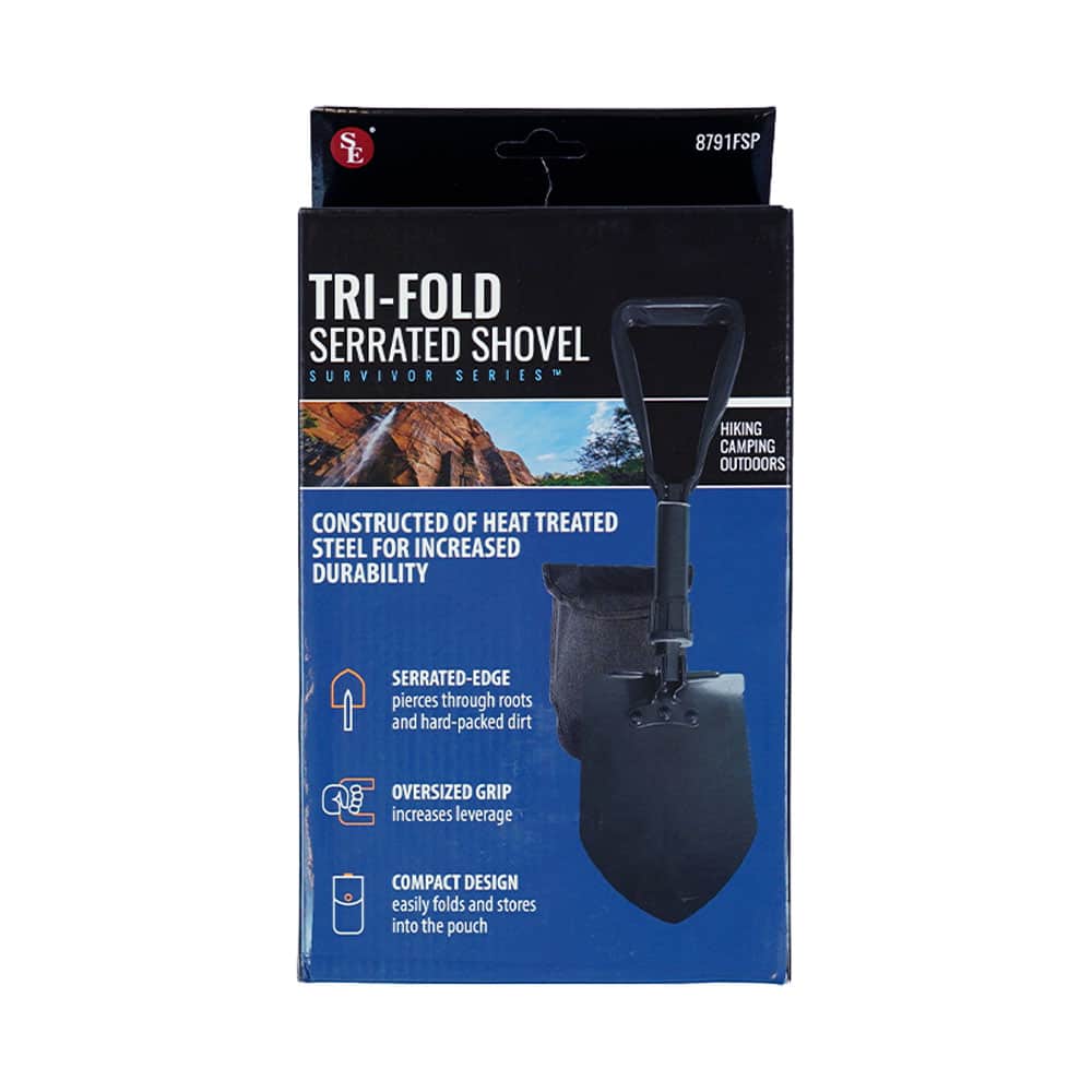 Premium Quality Black Tri-Fold Serrated Shovel w/Carrying Case 23" - Image 3