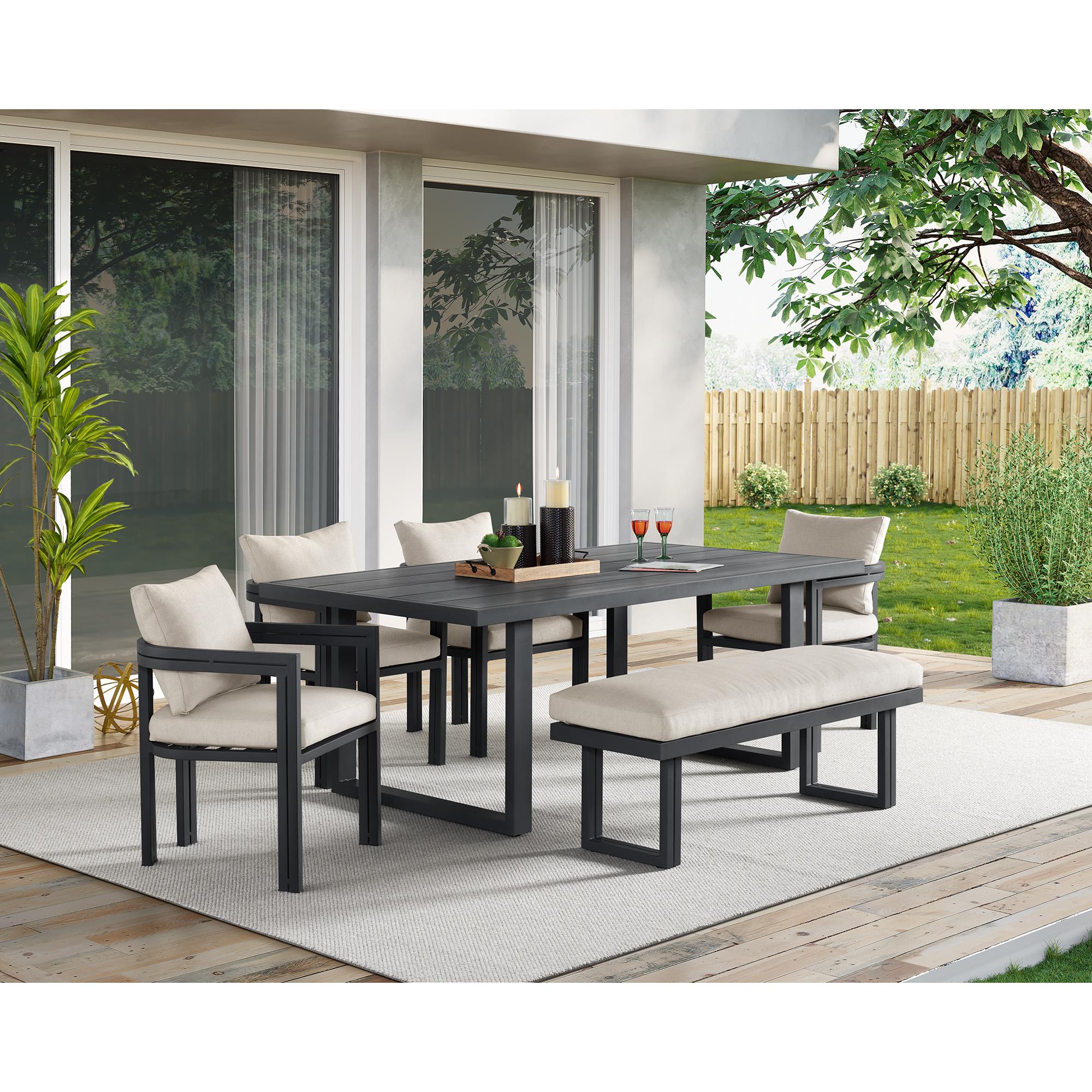 Elements International Playa O-16230-3-BN Dining Bench - Image 3