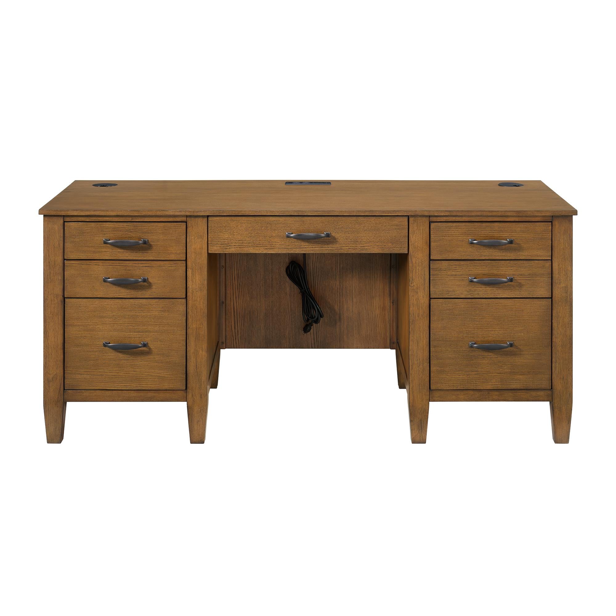 Elements International Portico H-15970-6-DK1 Double Pedestal Desk - Image 2