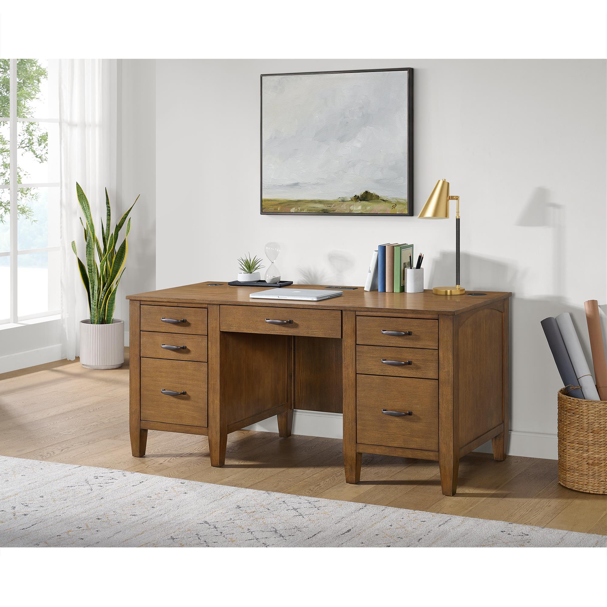Elements International Portico H-15970-6-DK1 Double Pedestal Desk - Image 3