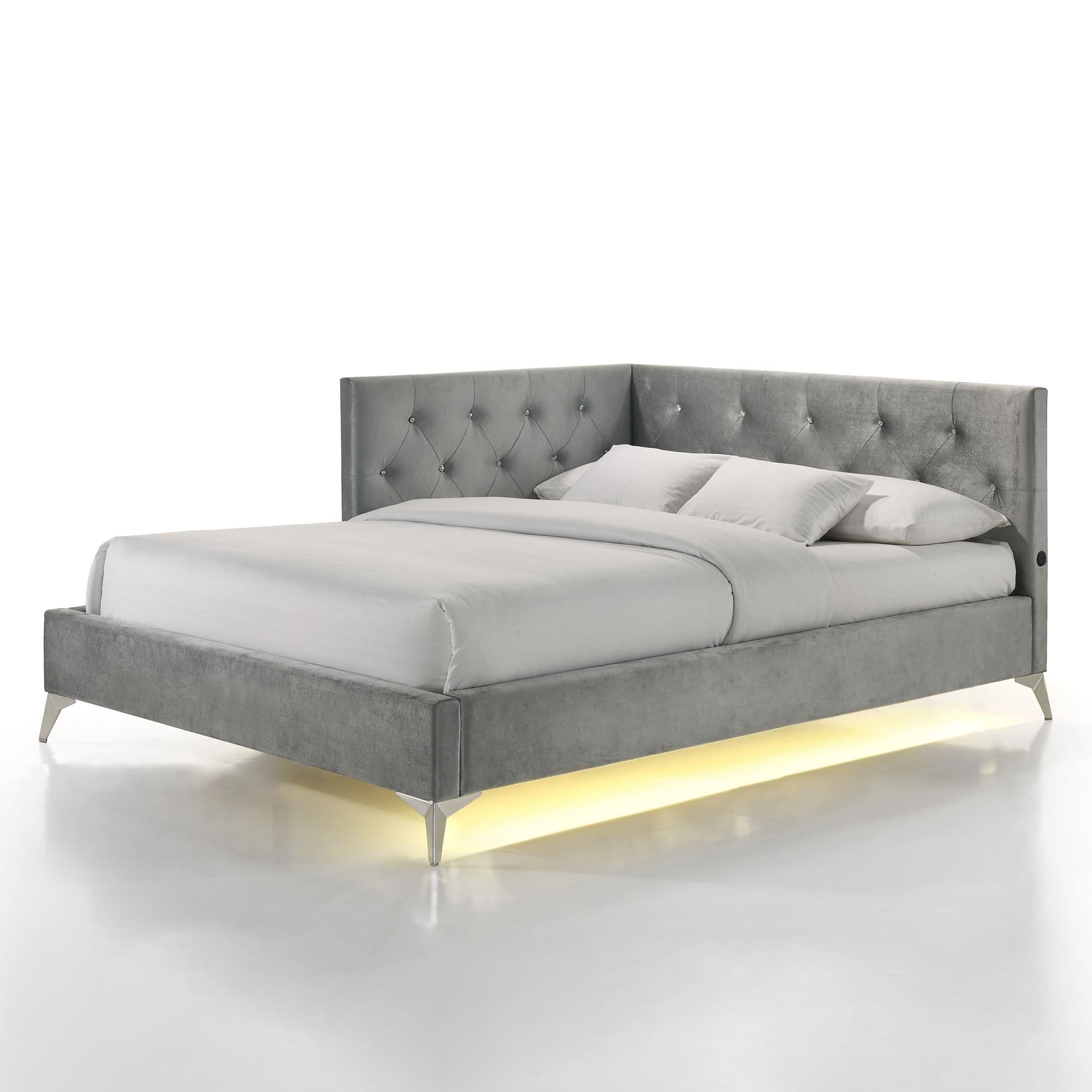 Elements International Amberley B-480-3-FCB Full Upholstered Corner Bed