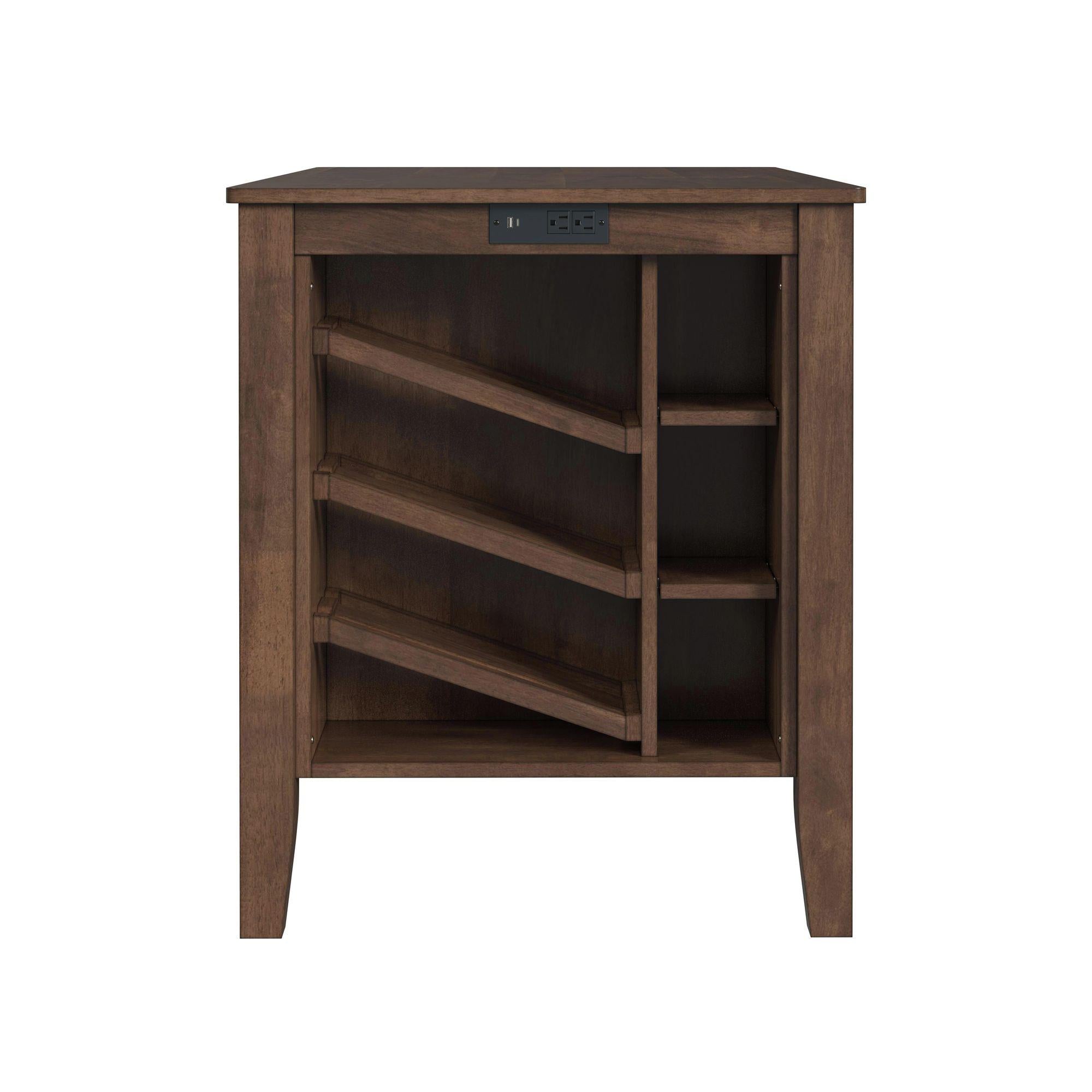 Elements International Santa Barbara D-16550-5-KI Kitchen Island & 2 Counter Stools - Image 3