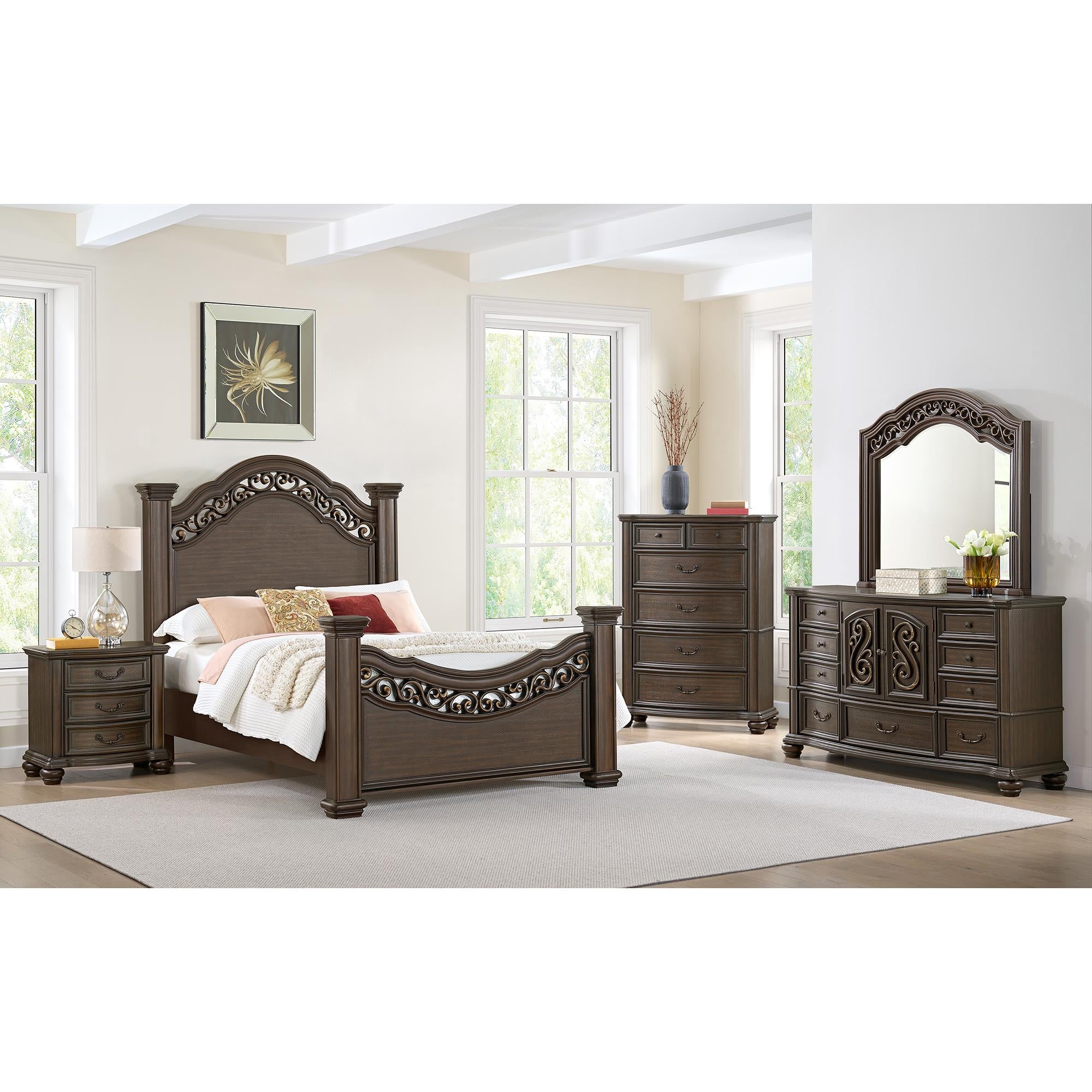 Elements International Brunswick B-13070-5-QB Queen Panel Bed - Image 3
