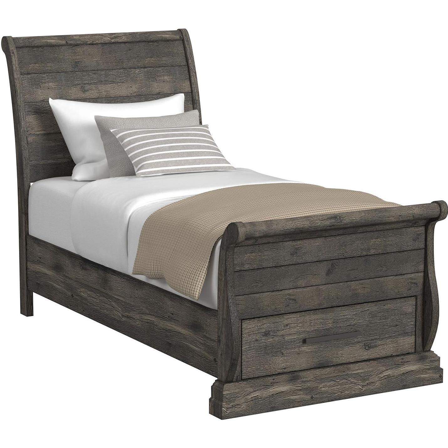 Elements International Park Ridge B-13130-8-TSLB Twin Sleigh Storage Bed - Image 1