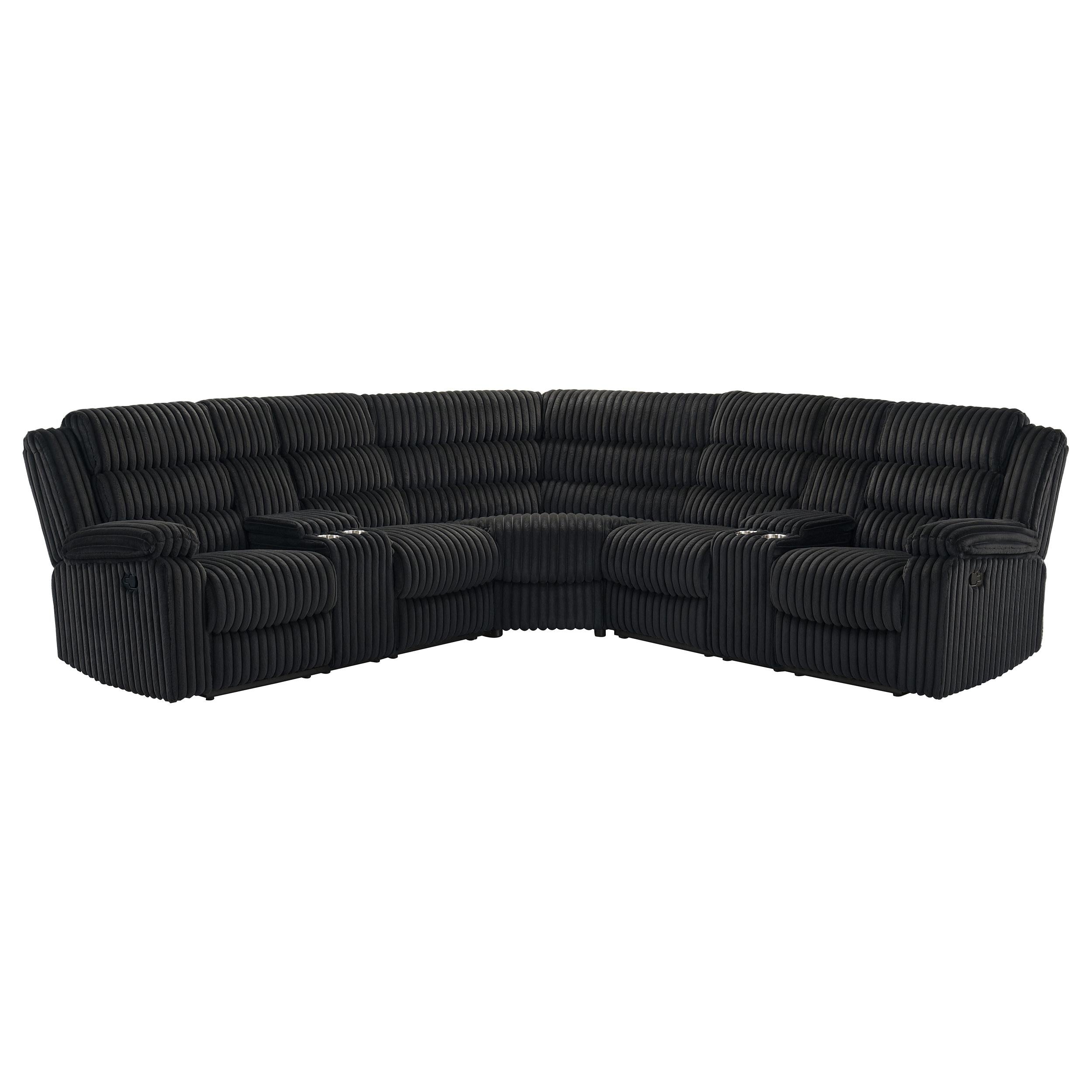 Coaster Furniture Atkinson 601520 Upholstered Reclining Sectional Sofa - Black - Image 1