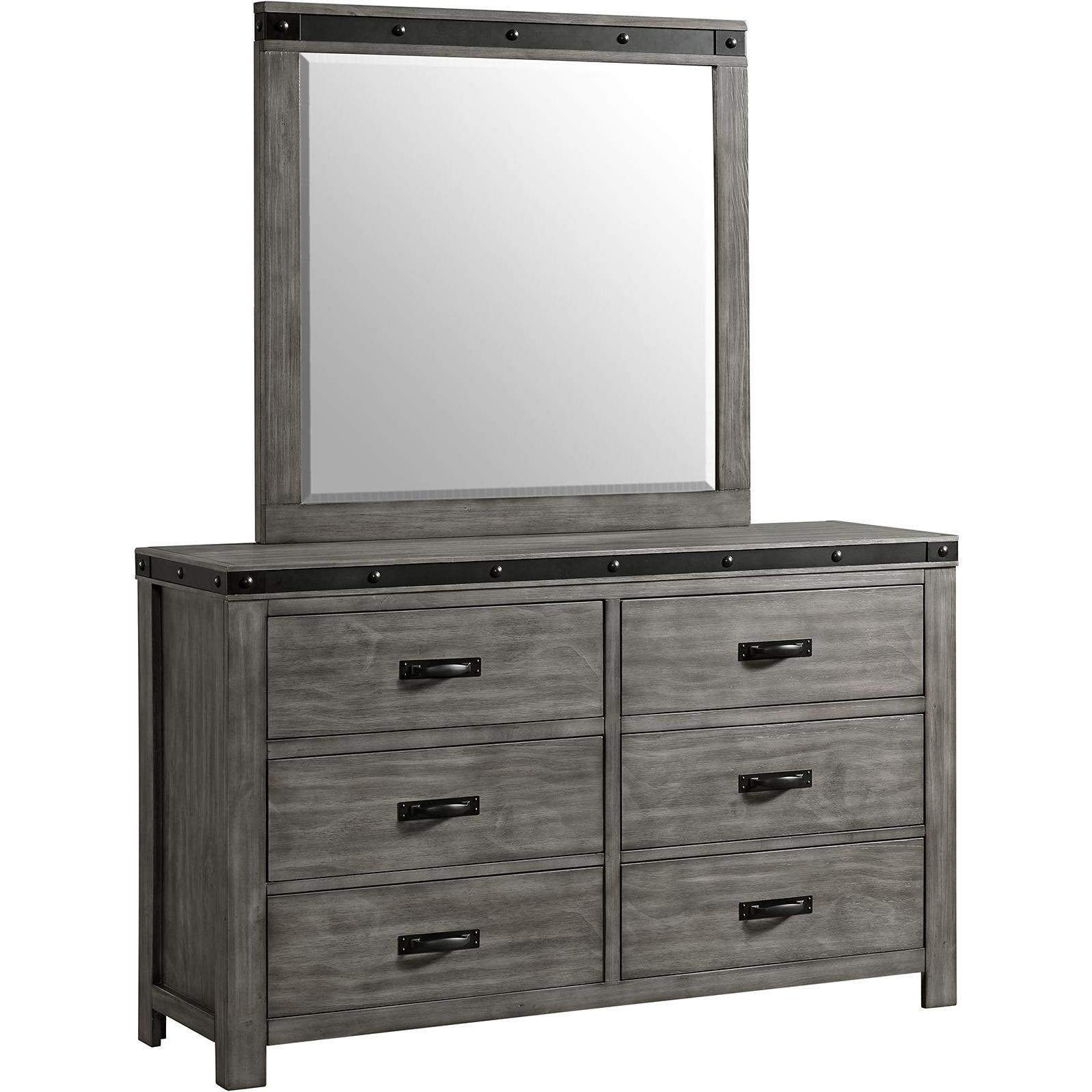 Elements International Wade 6-Drawer Kids Dresser with Mirror WE650DRMR