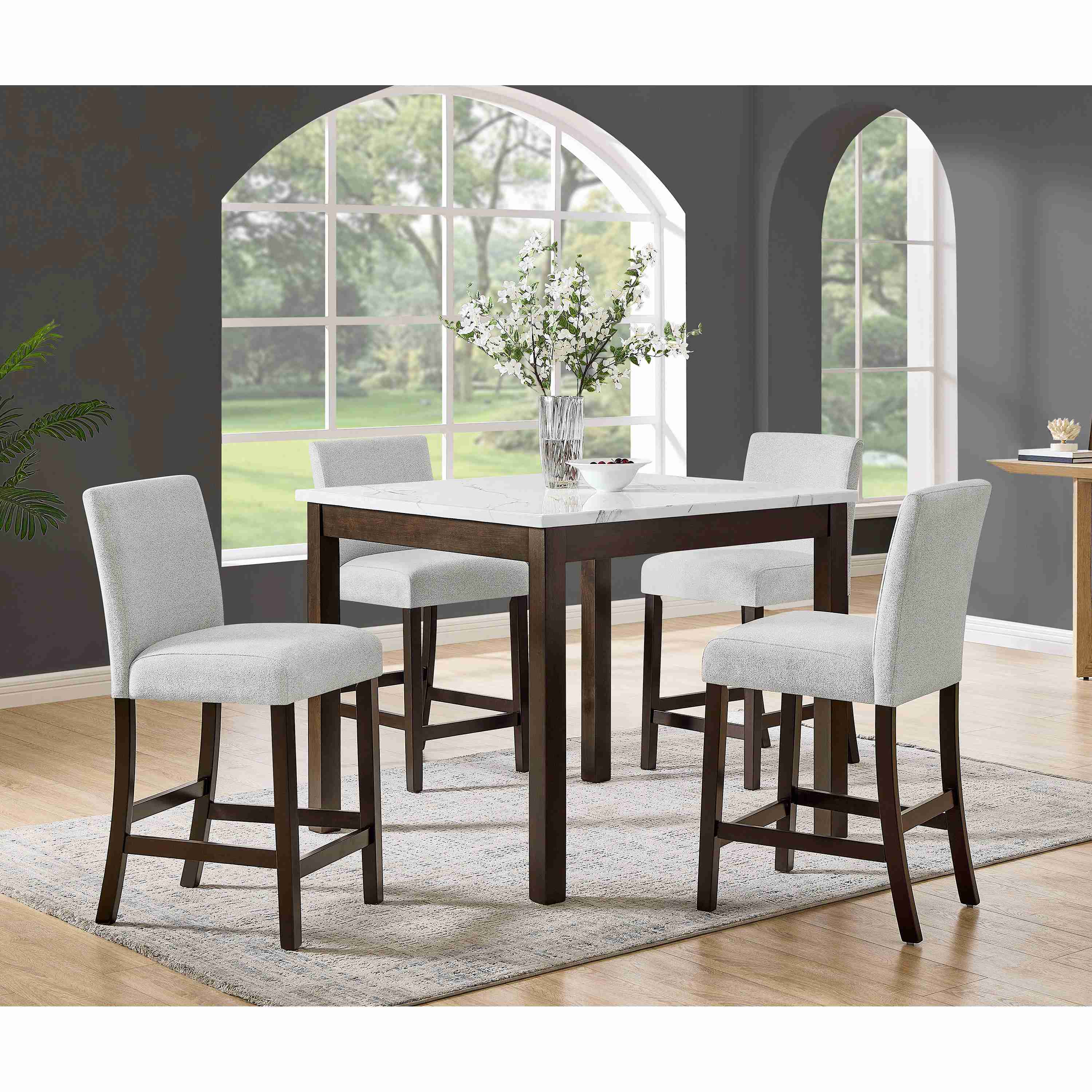 Crown Mark Lennon 5 pc Counter Height Dinette 1715SET-BRN - Image 2