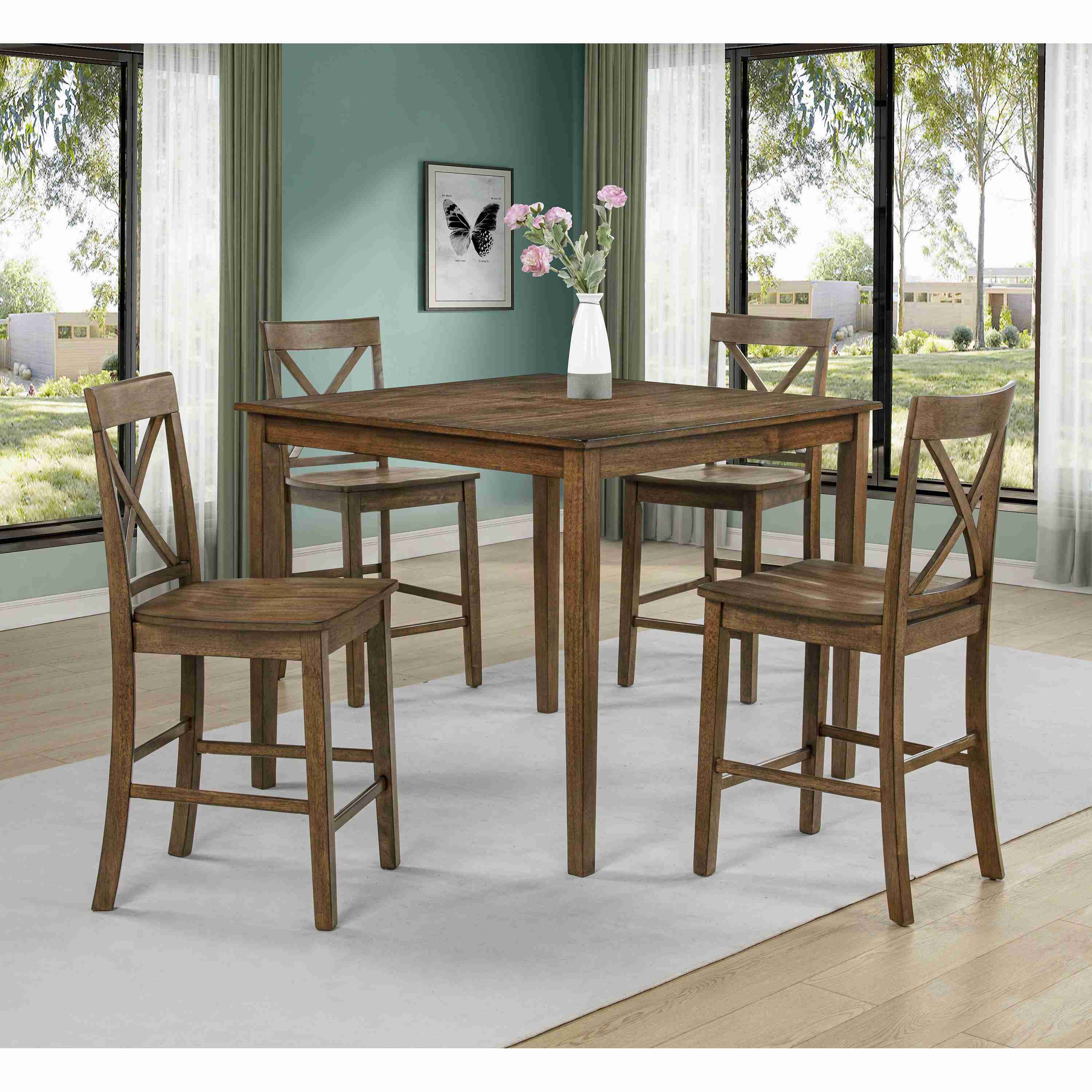 Crown Mark 5 pc Counter Height Dinette 2753SET-BRN