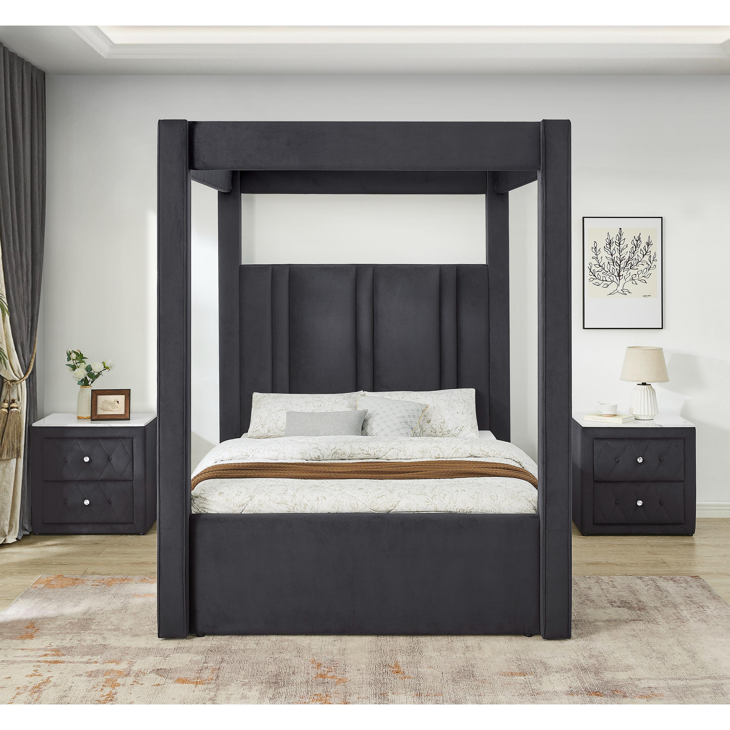 Crown Mark Jayla King Upholstered Canopy Bed 5117BK-K-HBFB/5117BK-KQ-RAIL/5117BK-KQ-POST - Image 3