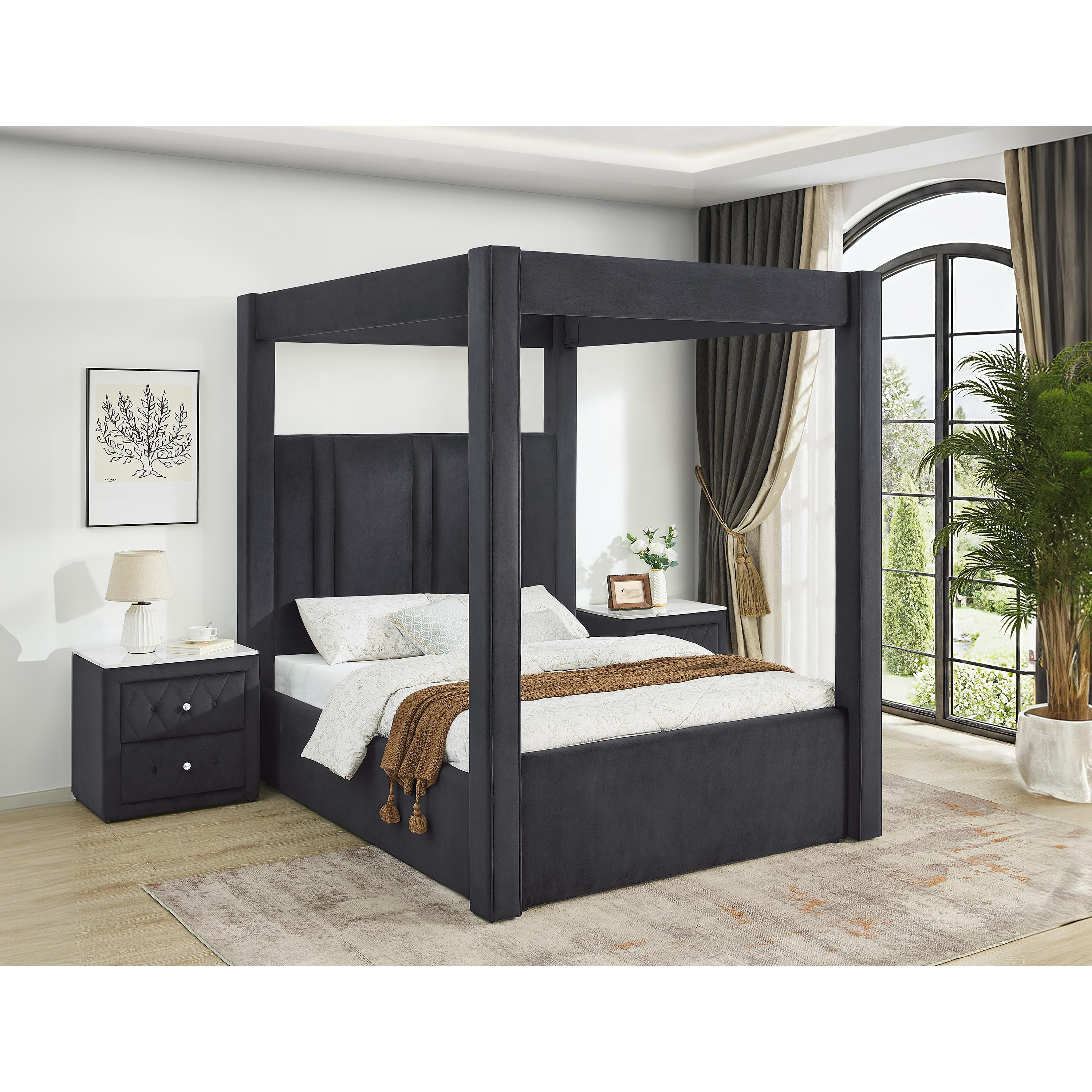 Crown Mark Jayla Queen Upholstered Canopy Bed 5117BK-Q-HBFB/5117BK-KQ-RAIL/5117BK-KQ-POST - Image 2
