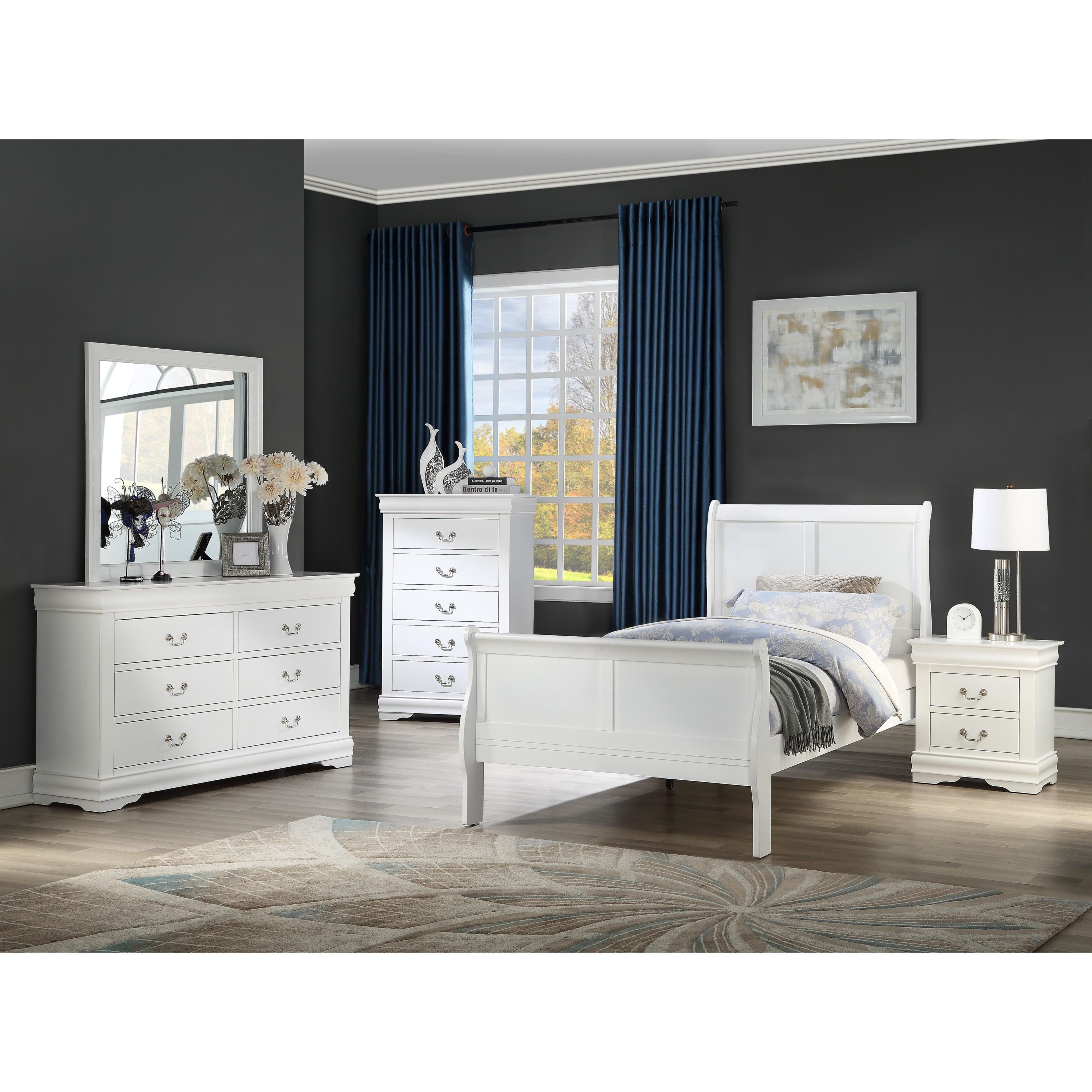 Crown Mark Louis Philipe Twin Panel Bed B3750-T-HBFB/B3750-T-RAIL - Image 2