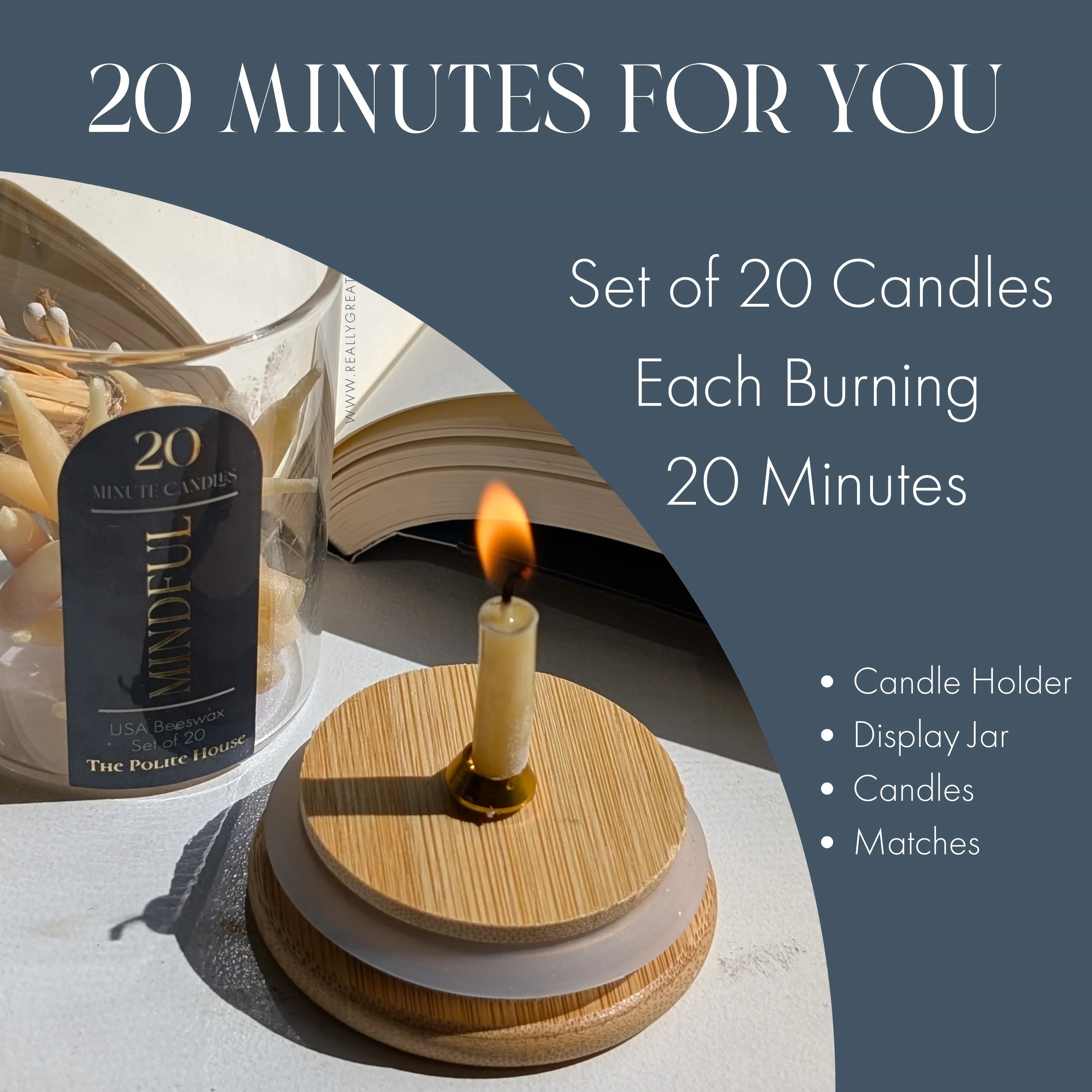 20 Minute Beeswax Candle Set: Mindful (Set of 20) - Image 2