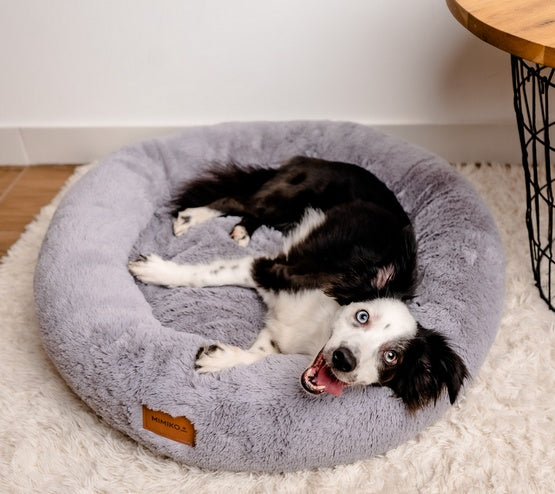 MIMIKO Pets Legowisko Shaggy okrągłe XL 75cm szare - Image 3