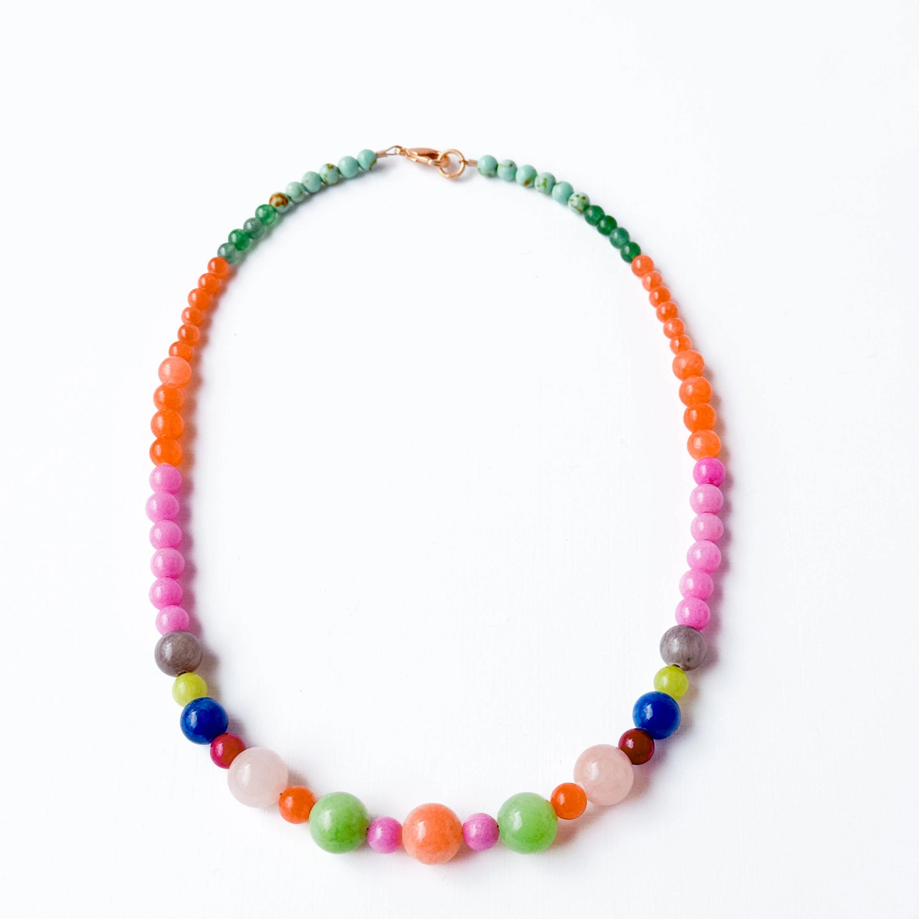 Colorful Beaded Necklace Mixed Glass Bright Statement - Image 2