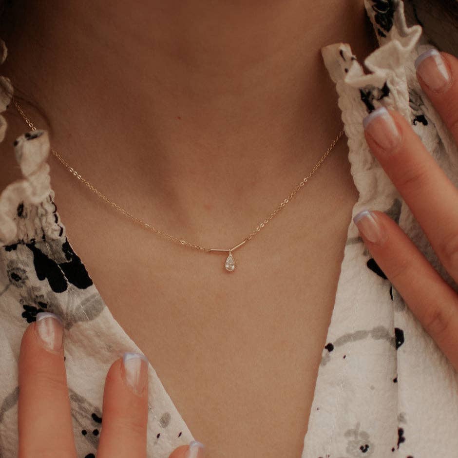 Harper Diamond Teardrop Necklace - Image 1