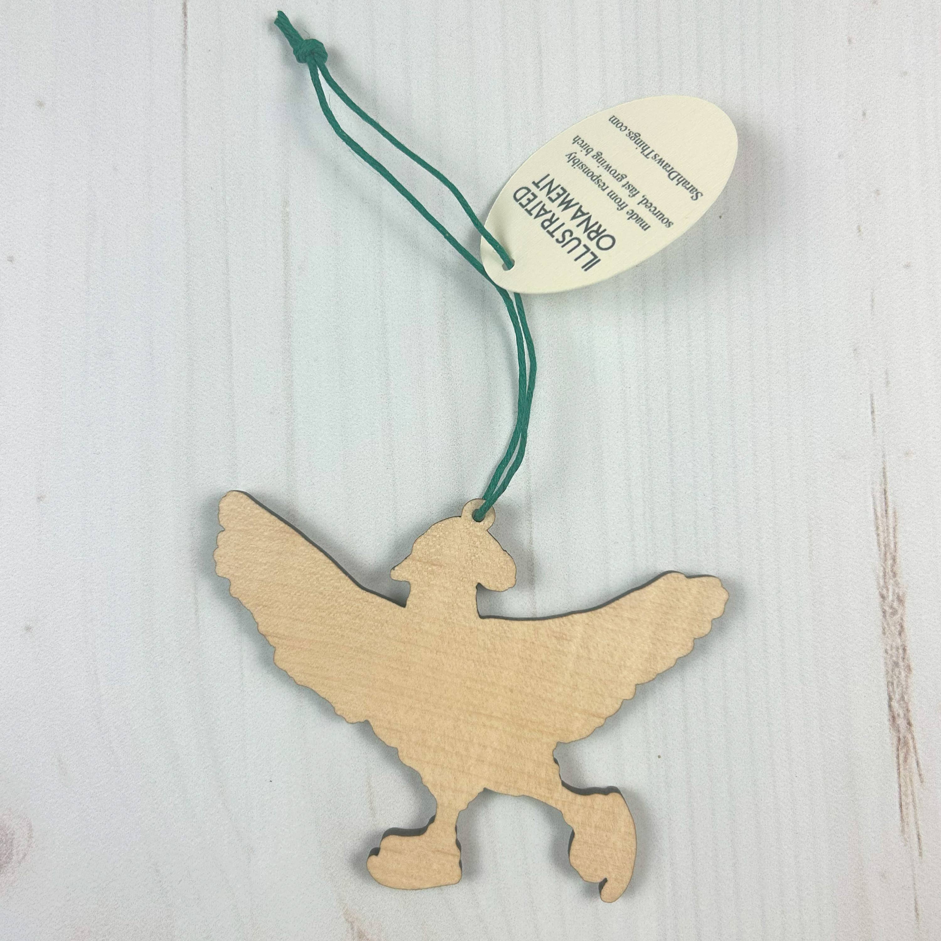 Pigeon Ice Skate - 3.5" illustrated wooden tree ornament - Image 3