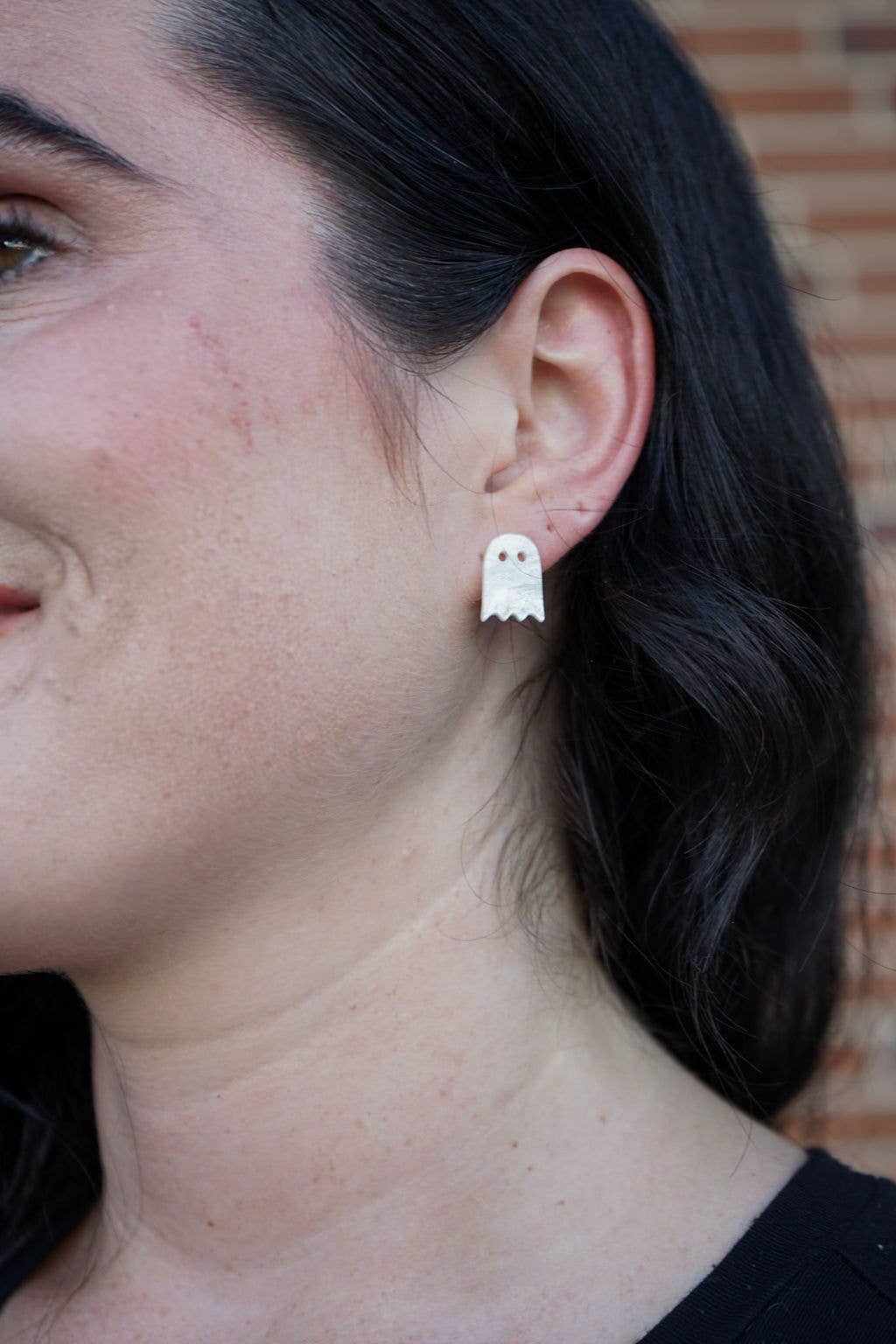 Mini Ghost Studs - White Shimmer // Jewelry, Halloween, Earrings - Image 3