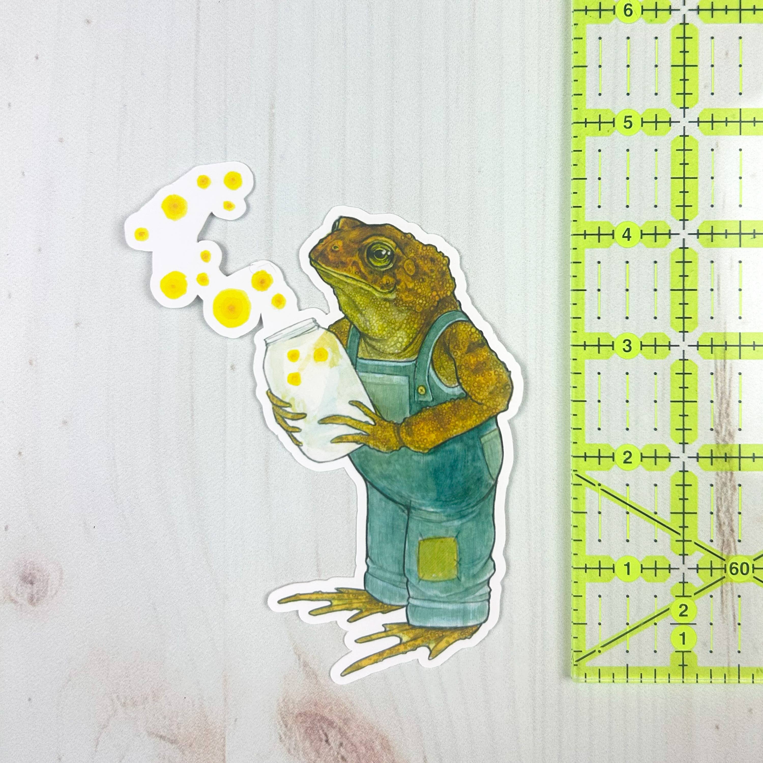 Toad with Firefly Jar Matte Vinyl Sticker - Image 2