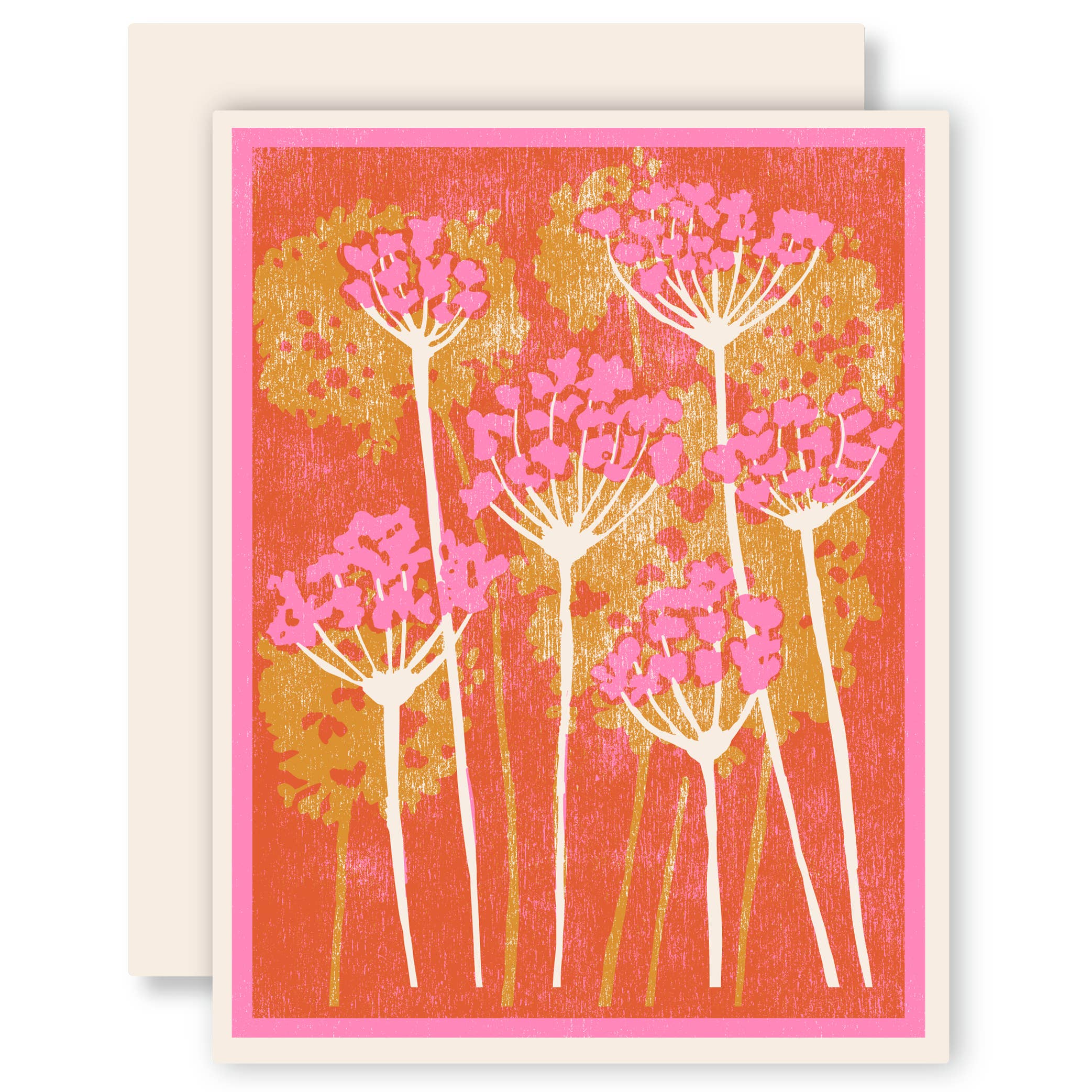 Pink and Gold Floral Letterpress Card- Boxed Set of Six - Image 1