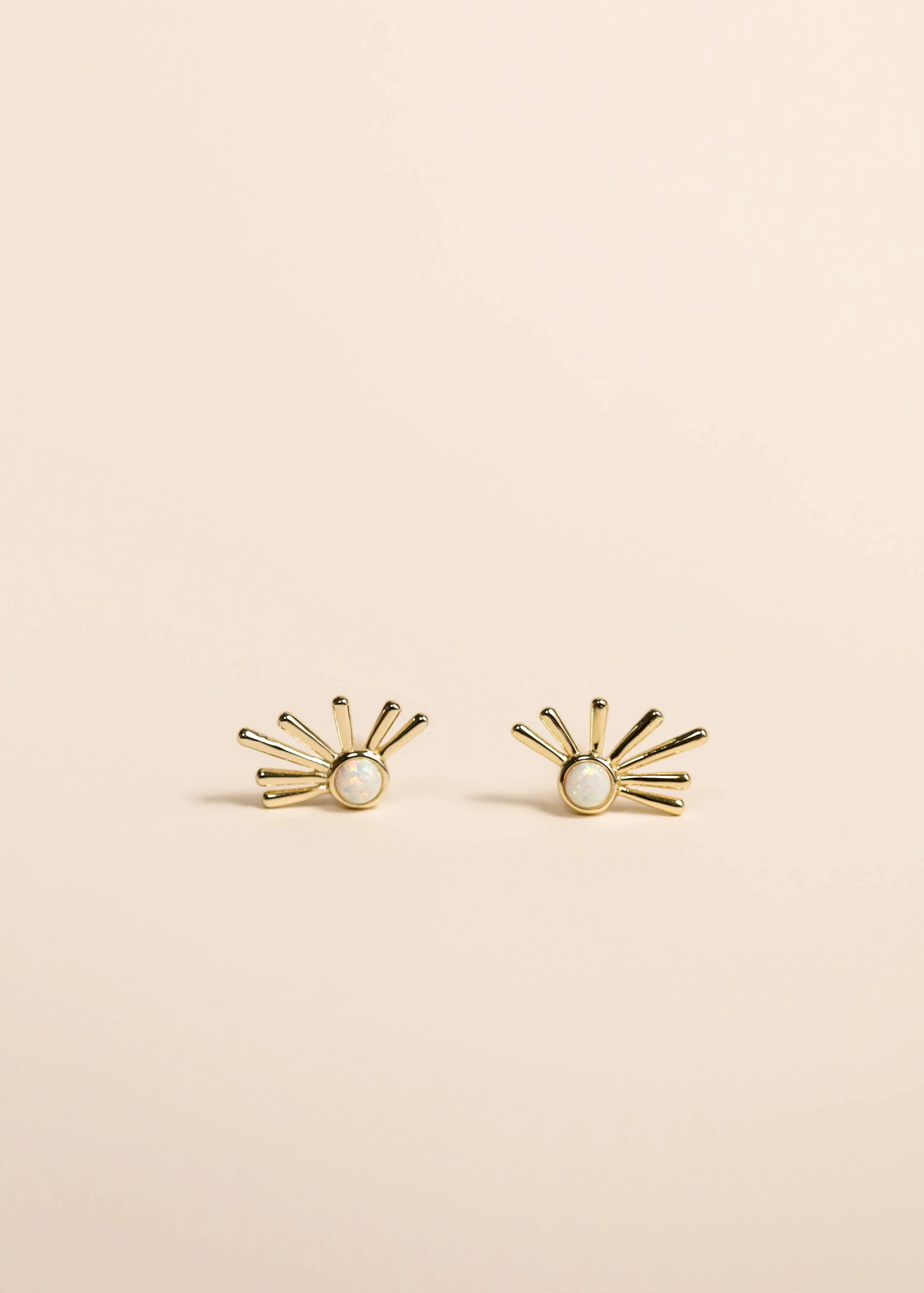 Sun Ray - White Opal - Gold Earrings - Image 3