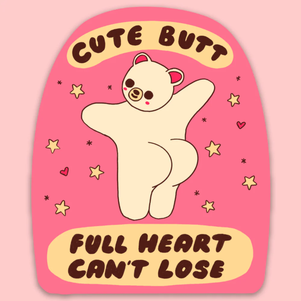 Cute Butt, Full Heart Sticker - Image 1