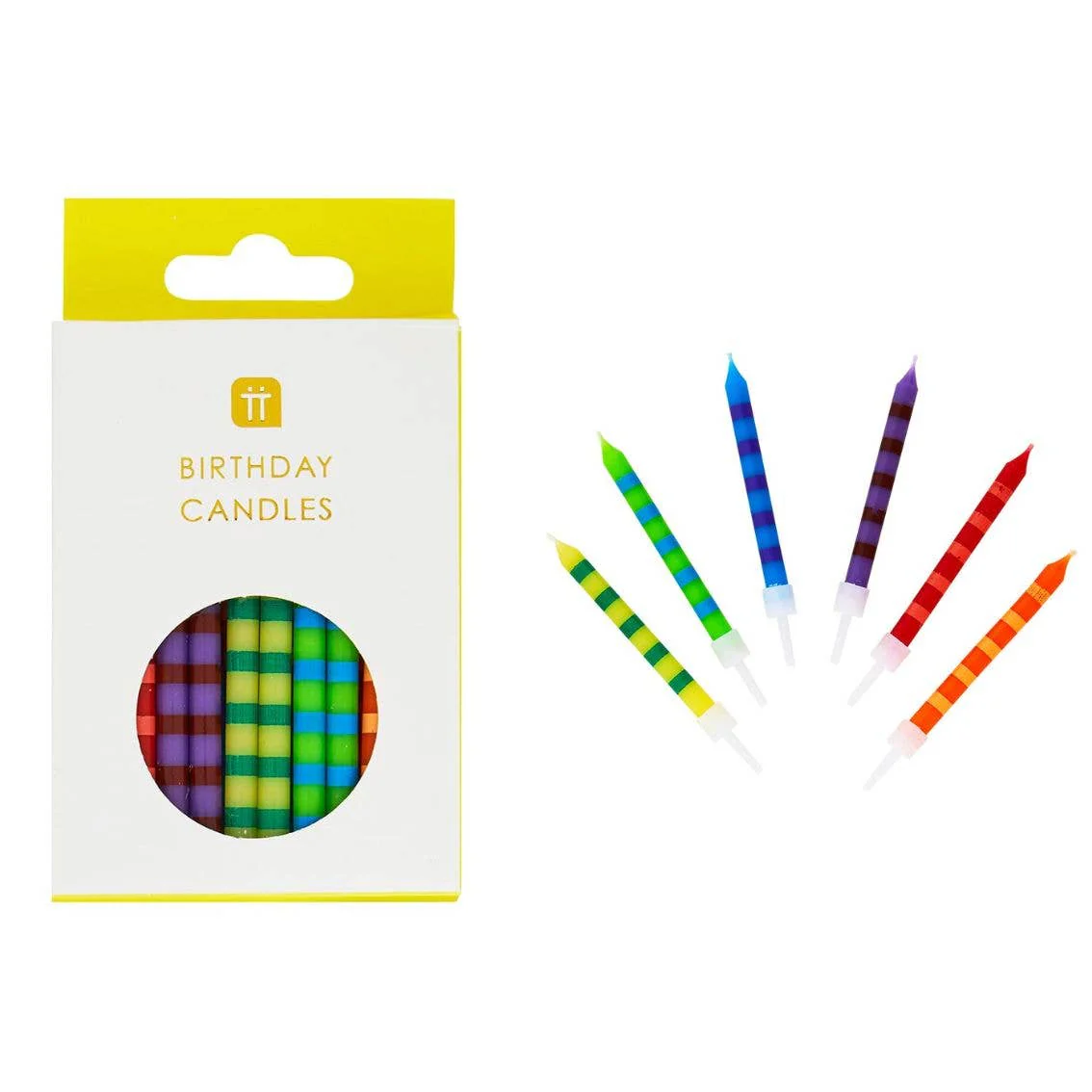 Striped Multicolor Candles – 24 Pack | Cake Candle |