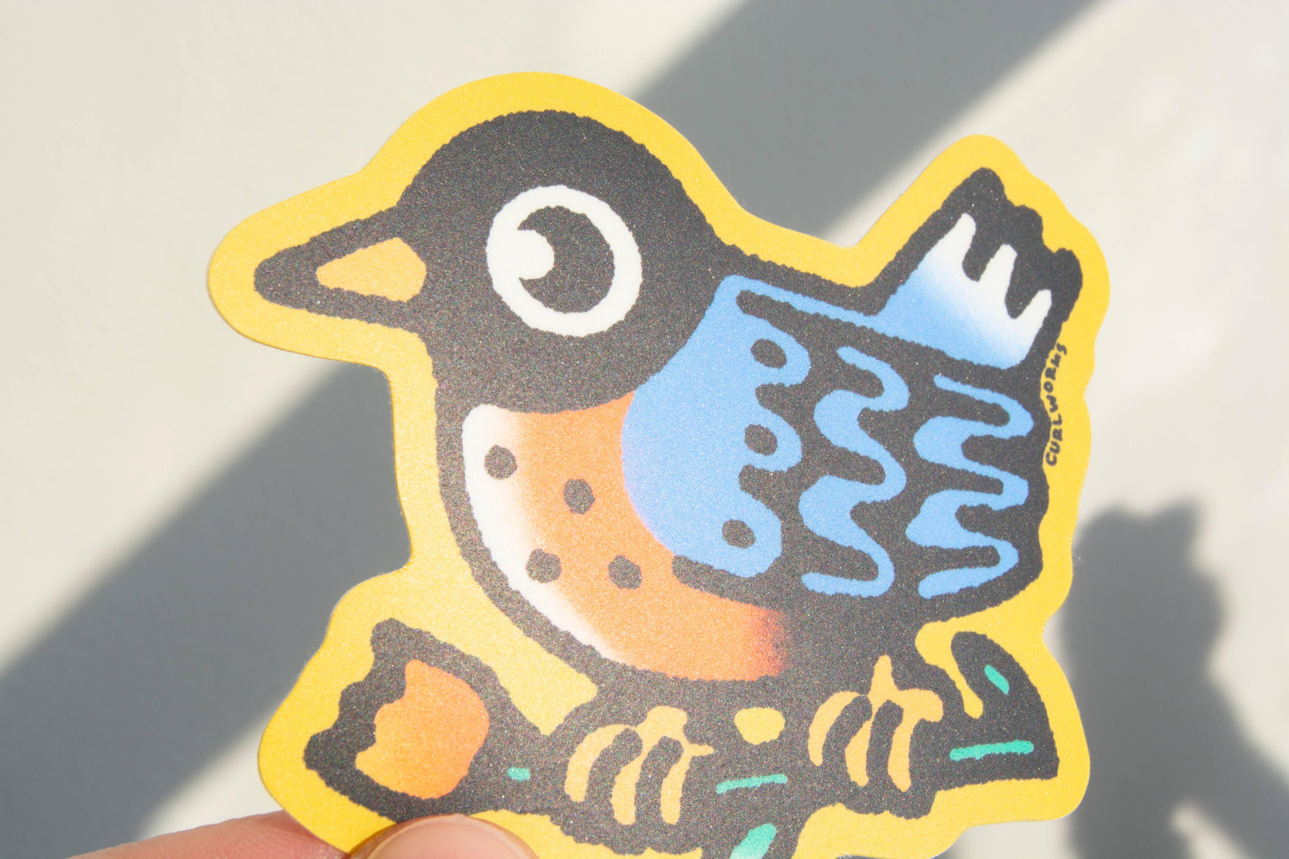 American Robin with Tulip - 3" Vinyl Sticker - Image 2
