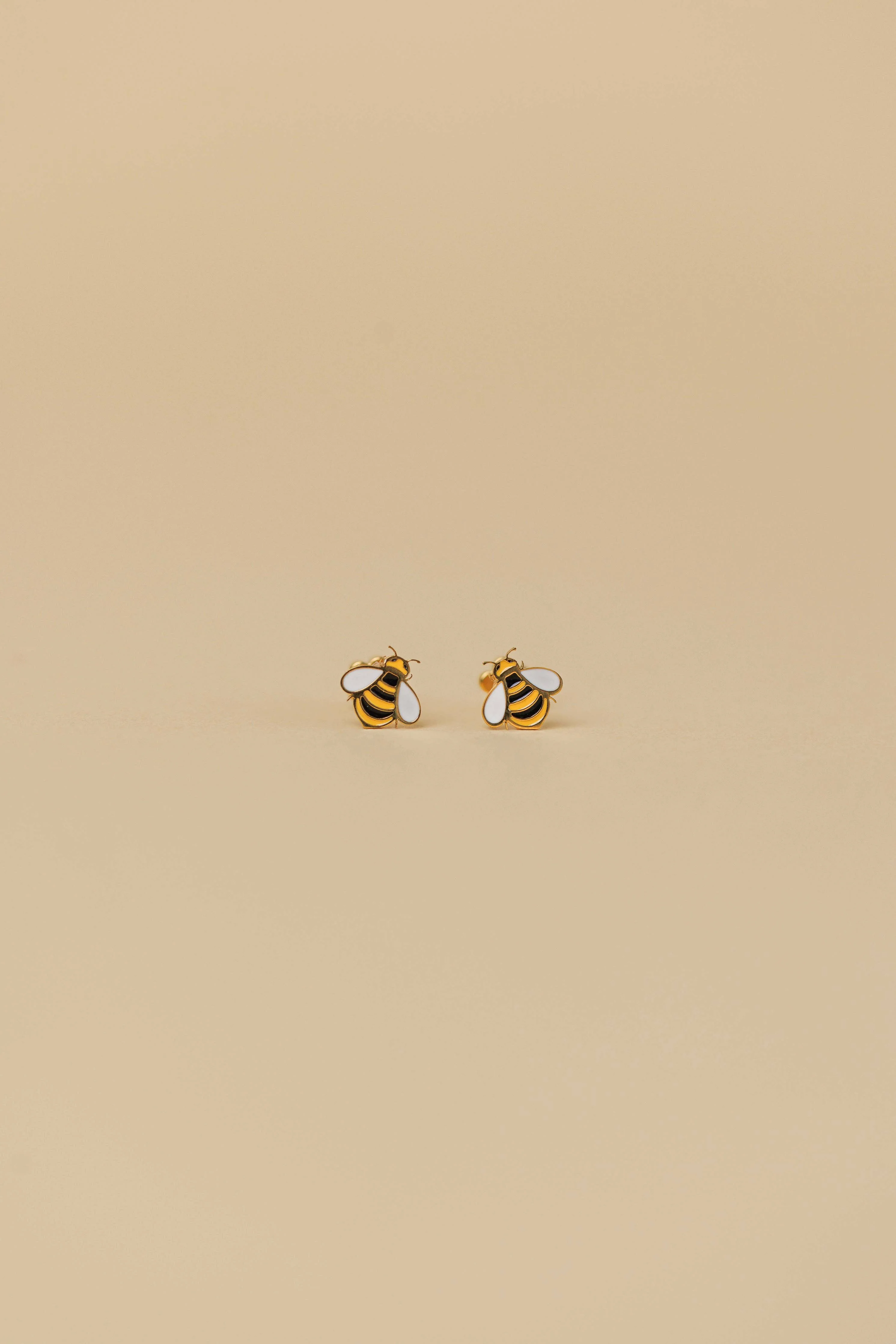 Bumble Bee Enamel Flat Back Kids Earrings - Image 2