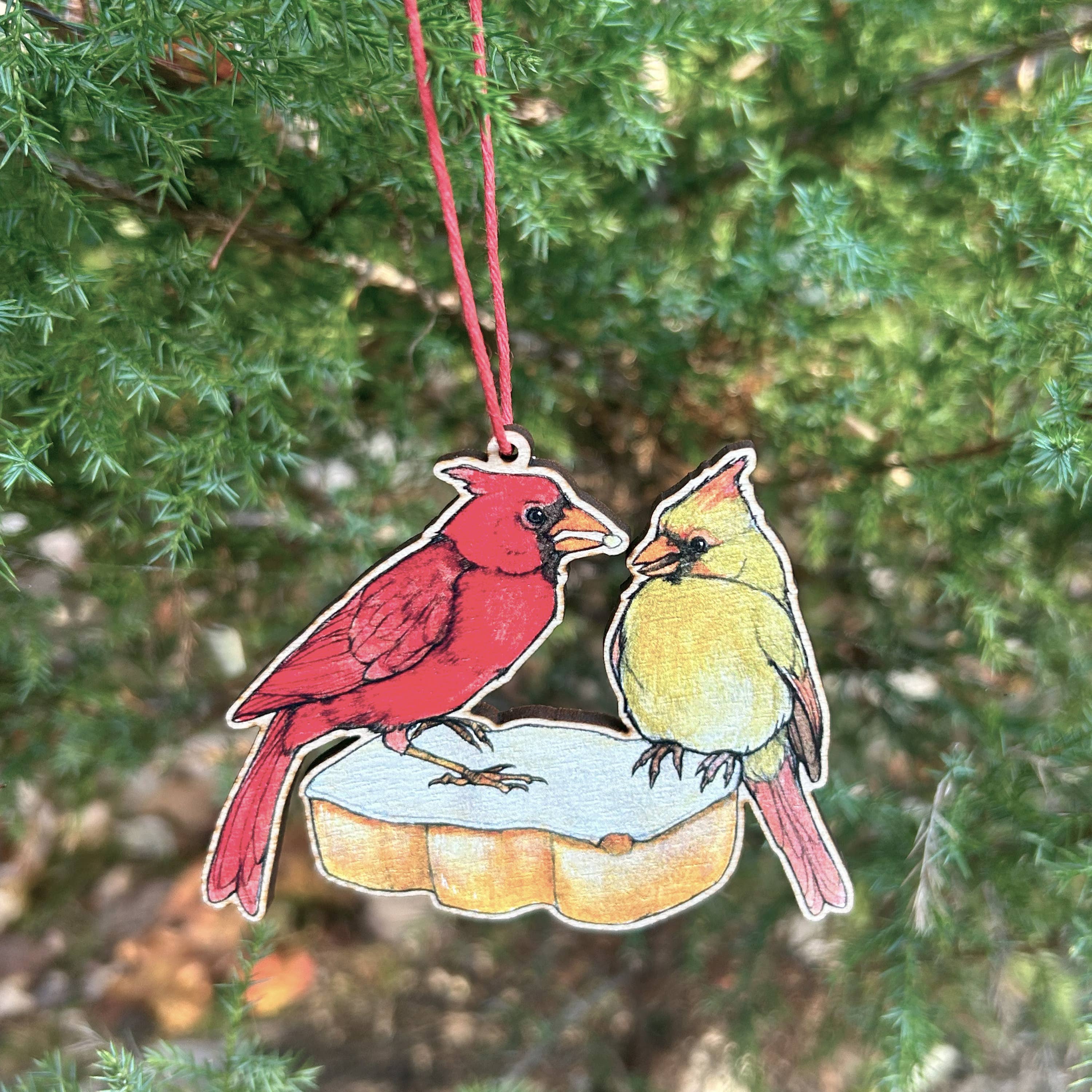Cardinal Tastykake - 3.5" illustrated wooden tree ornament - Image 2