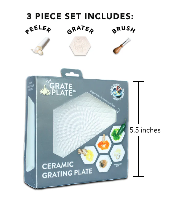 Carrot Orange 3 Piece Set: Ceramic Grater, Peeler, Brush - Image 3
