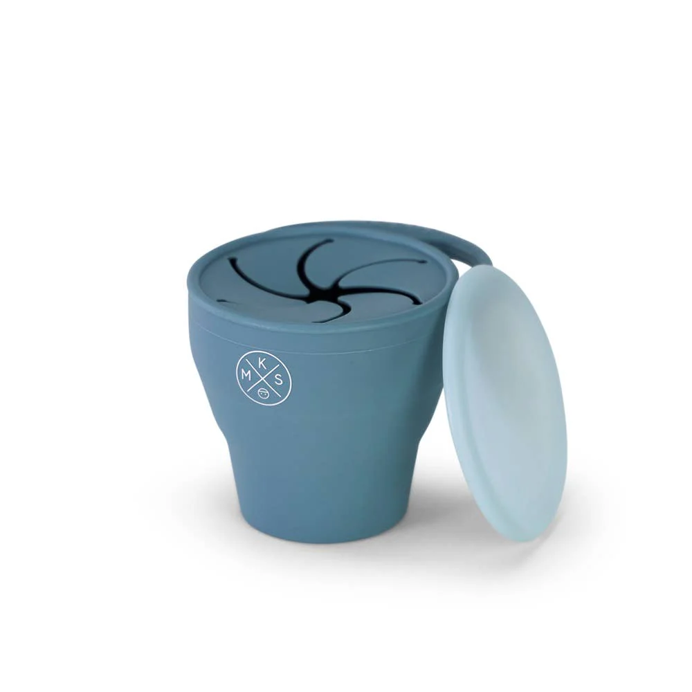 Collapsible Silicone Snack Cup - Petroleum - Image 1