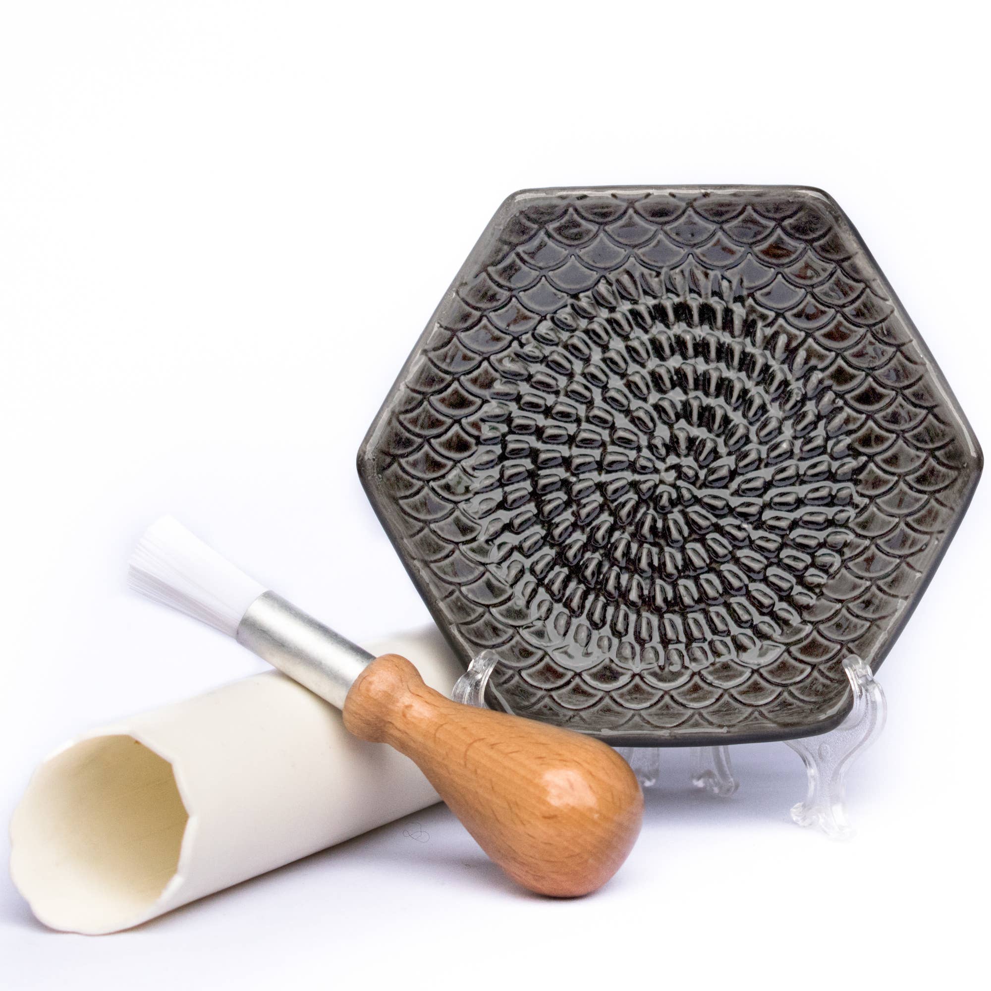 Charcoal 3 Piece Set: Ceramic Grater, Peeler, Brush - Image 2