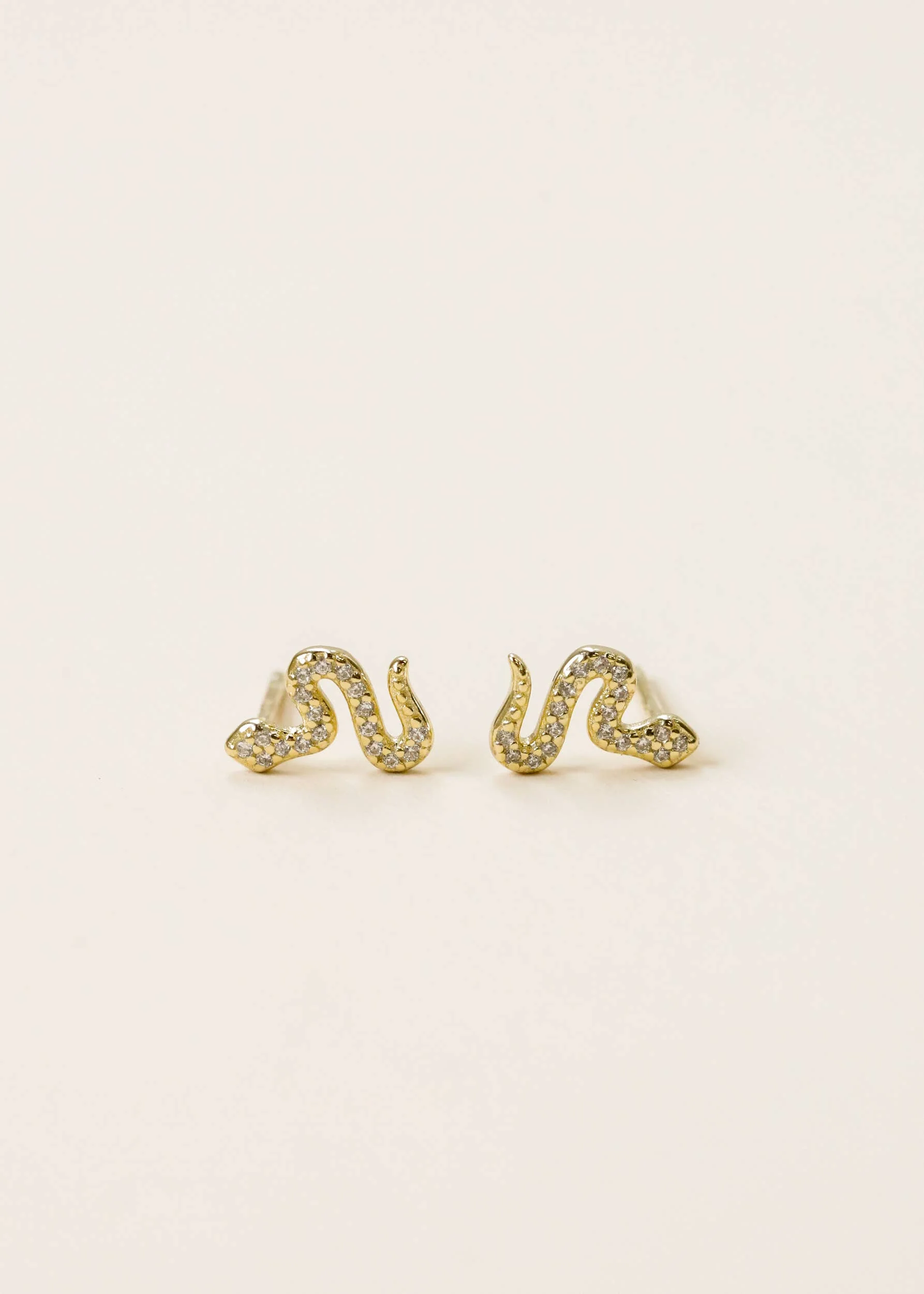 Pave Stud - Snake - Gold Earrings - Image 2