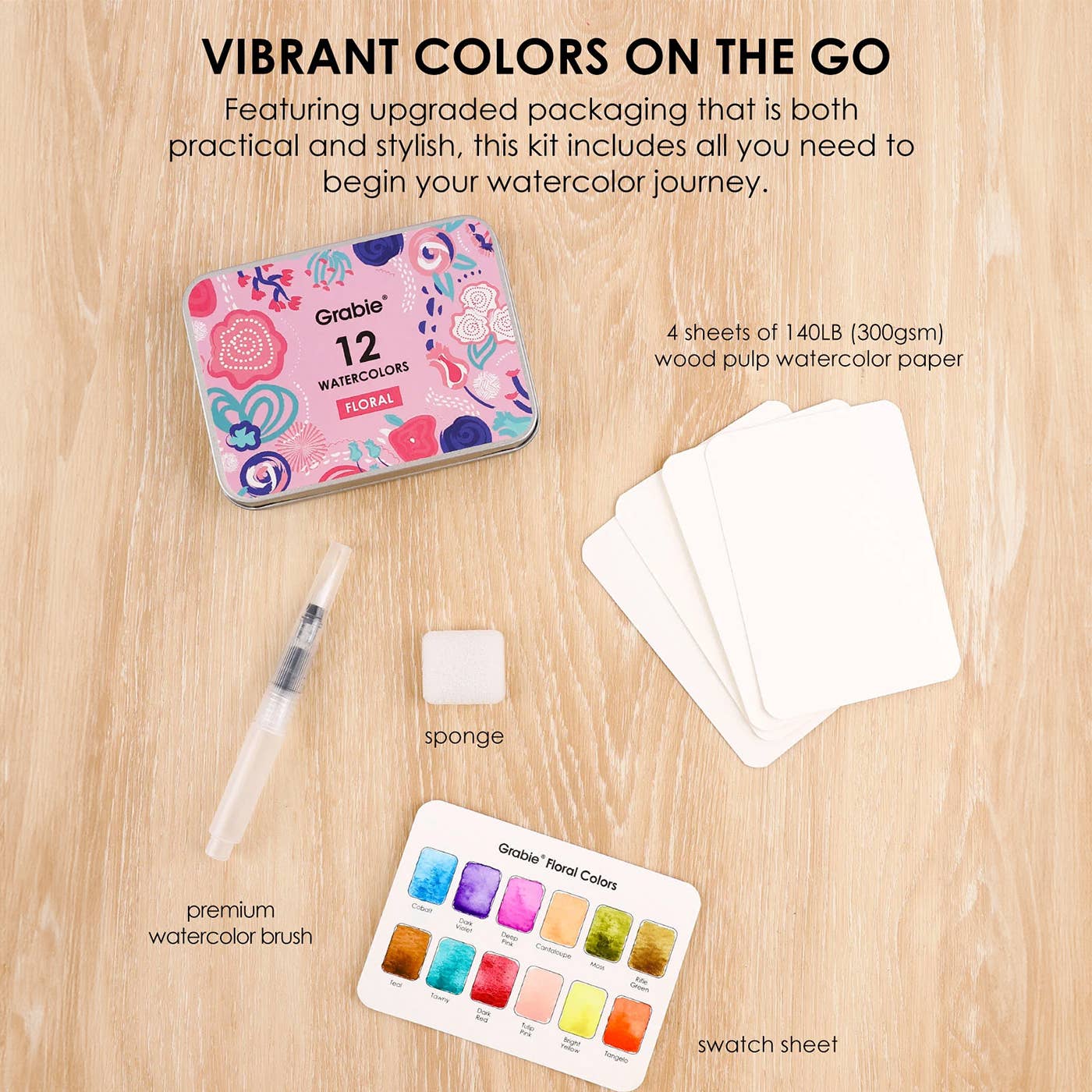Watercolor Pocket Set Of 12 With Brush - Floral Colors - Image 2
