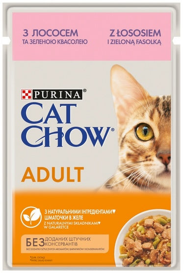 Purina Cat Chow Łosoś i zielona fasolka saszetka 85g - Image 2