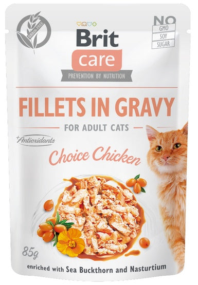 Brit Care Cat Fillets In Gravy Choice Chicken saszetka 85g – bezzbożowe filety w sosie