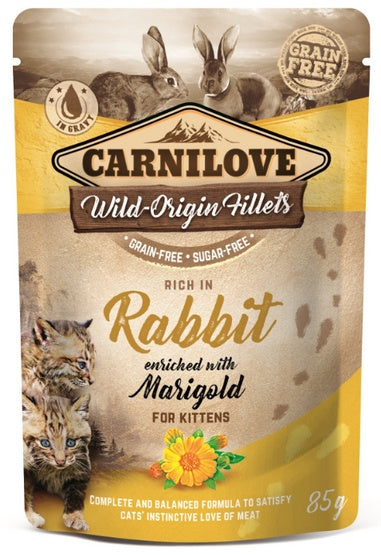 Carnilove Cat Rabbit & Marigold Kitten – królik i nagietek saszetka 85g