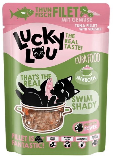 Lucky Lou Extrafood tuńczyk i warzywa w bulionie saszetka 70g - soczysty filet w lekkim bulionie - Image 2