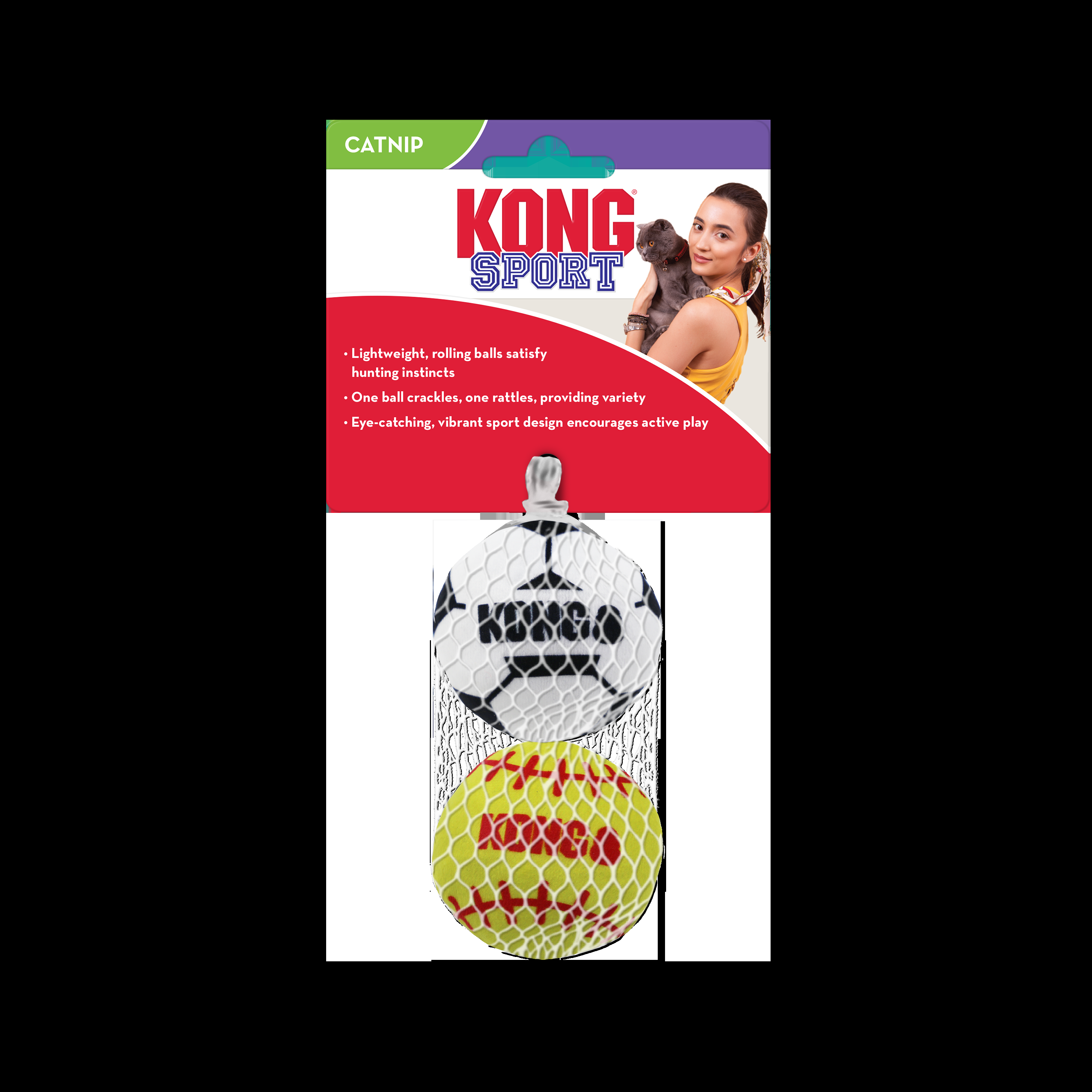 KONG Cat Sport Balls 2-pk Assorted - Image 2
