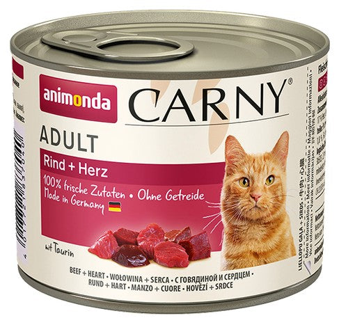 Animonda Carny Adult Wołowina + Serca puszka 200g - Image 1