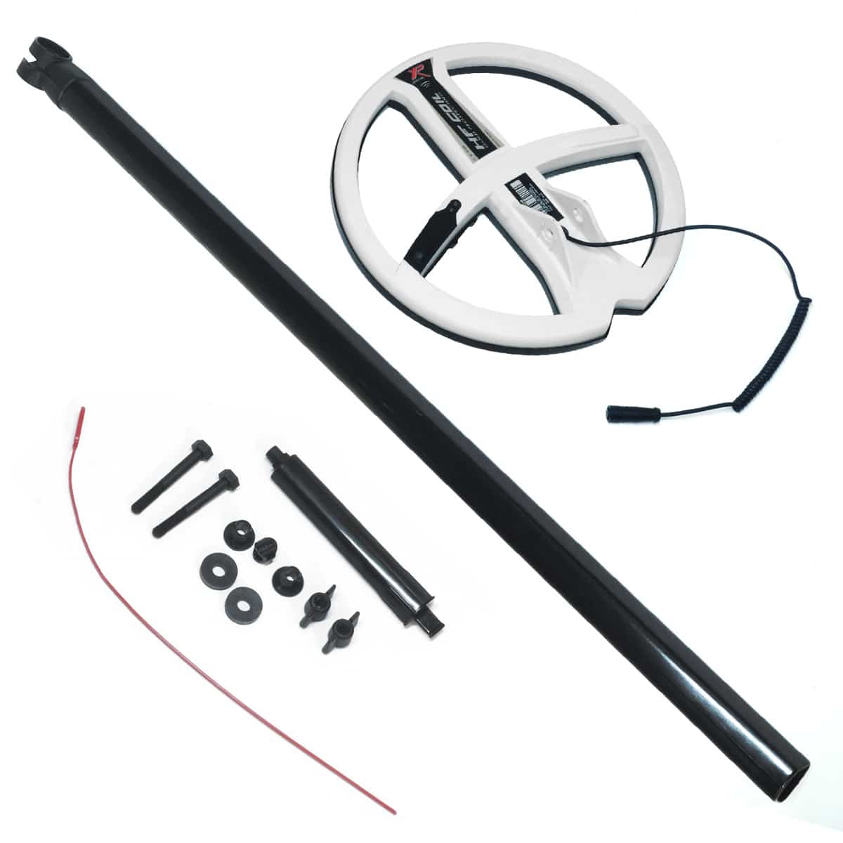 XP Deus Metal Detector 9" Round DD High Frequency Search Coil, Coil Cover, Lower Shaft, and Hardware - Image 1
